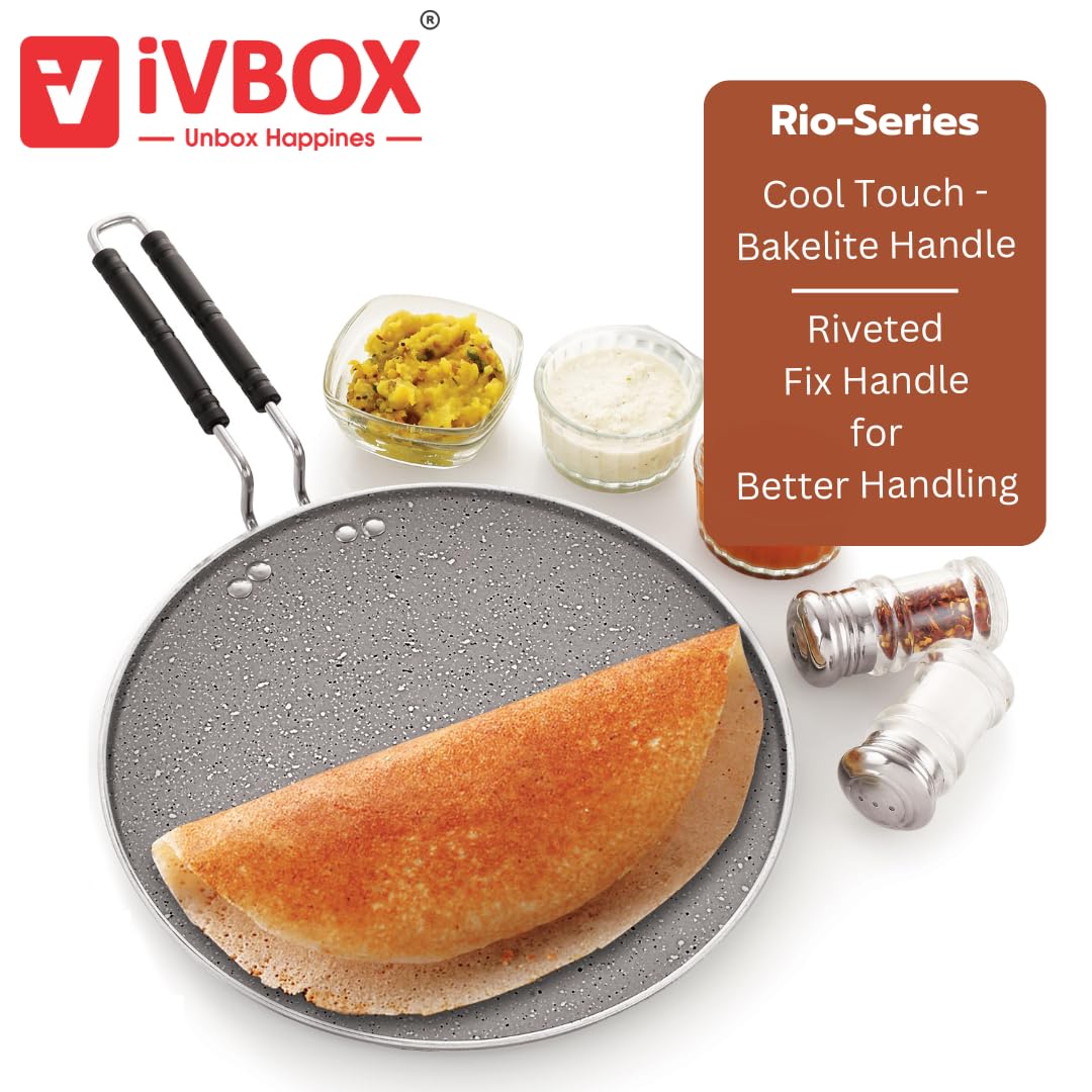 ivbox Rio-Marble Induction Base 300mm Non-Stick Multi-Purpose Aluminium Tawa, Grey (30cm, Induction and Gas Stove Compatible)