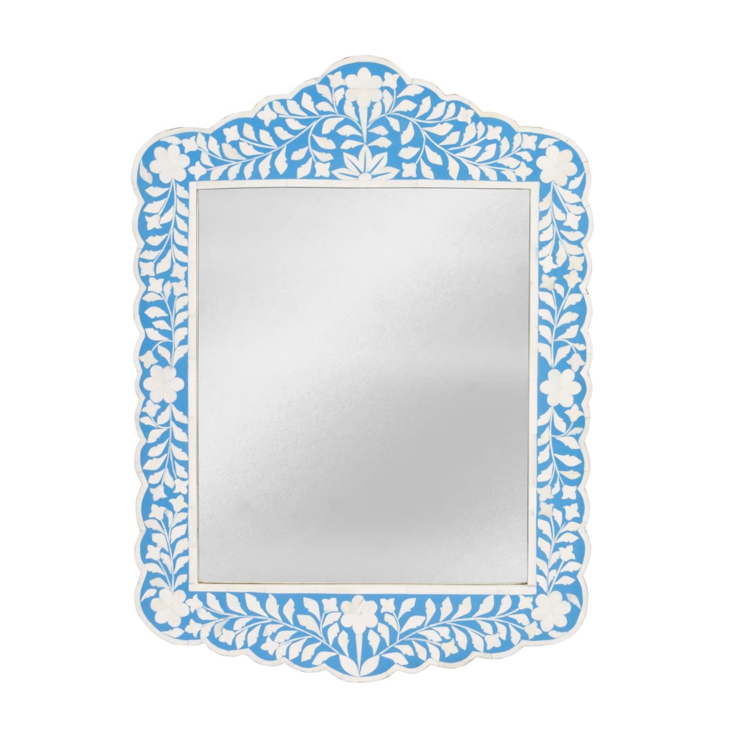 Butler Specialty Company Floral Mirror with Bone Inlay - Blue