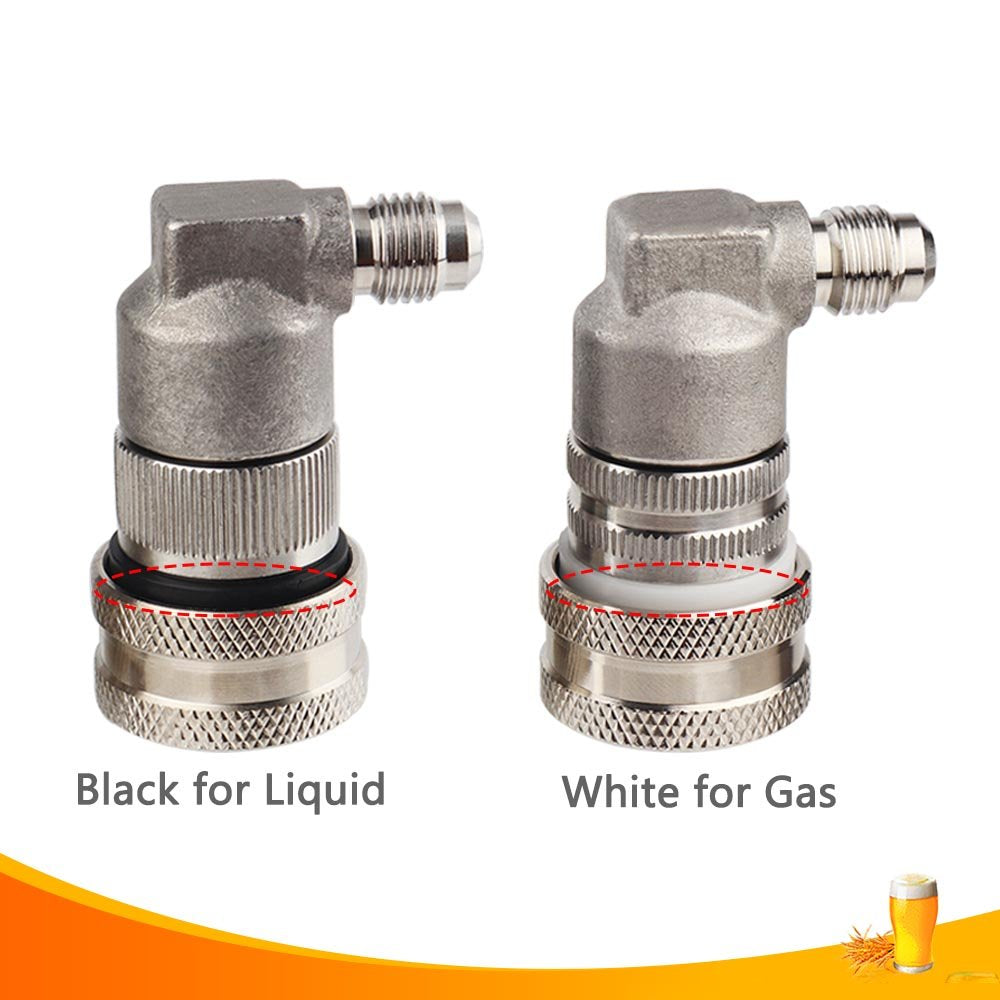 Onebom Ball Lock Disconnect, Gas & Liquid Corny Keg Fittings, Mfl 1/4 Threaded With 5/16 Stainless Steel Barbed & Hose Clamp (Mf