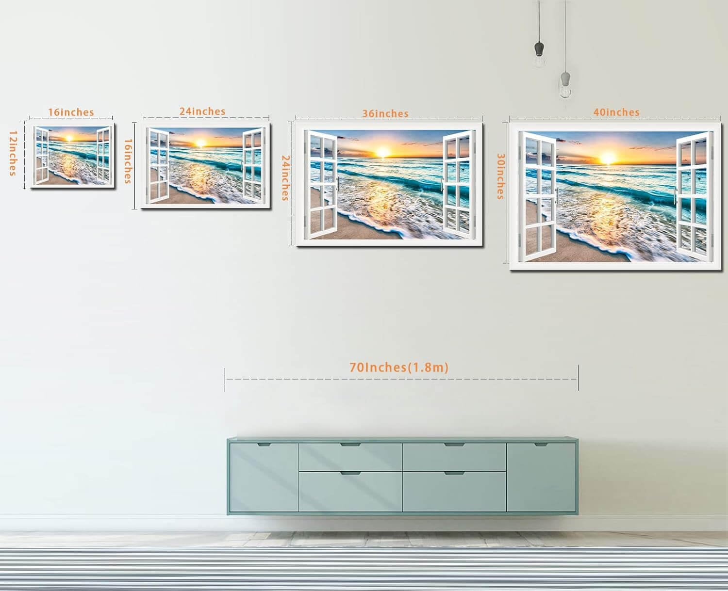 Wave Canvas Wall Art Sunset Ocean Nature Pictures Ready To Hang For Living Room Bedroom Home Decorations Modern Large Size Stret