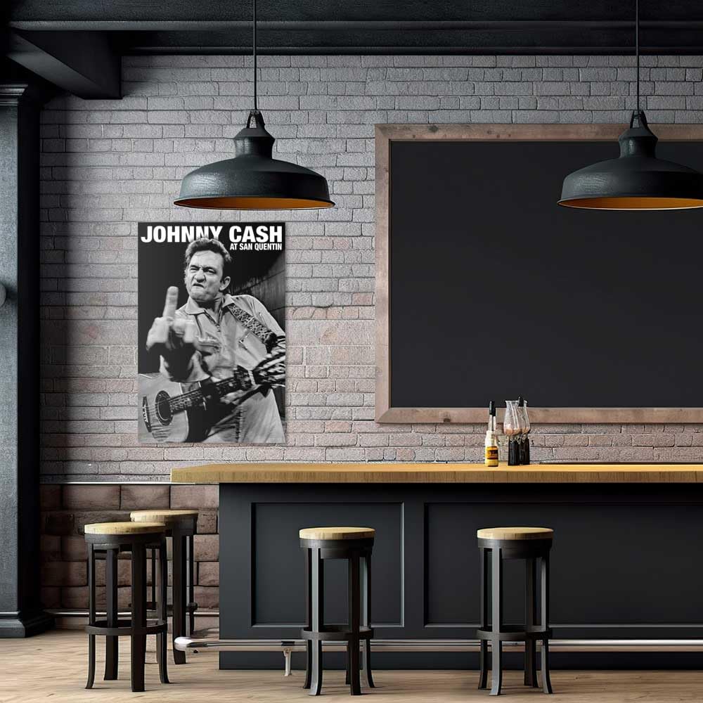 Scorpio Posters Johnny Cash San Quentin Laminated Poster 24.5" x 36.5" Black & White