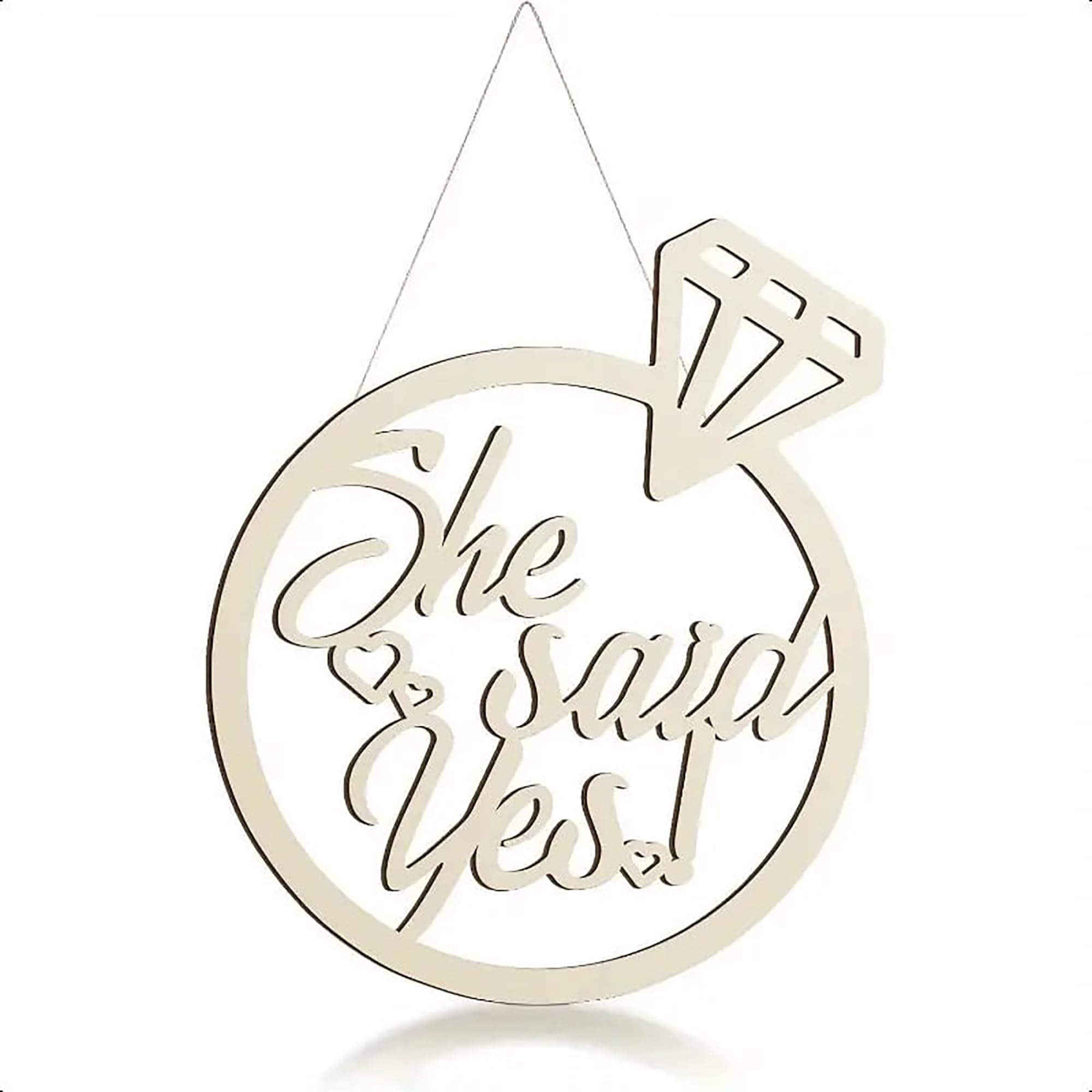 Cliths She Said Yes Wooden Sign  13.78x11.22 Inch Engagement Ring Cutout  Rustic Wedding & Bridal Shower Hanging Decor  Engag