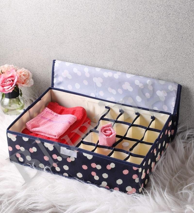 Bluwings 17 Grid Collapsible Underwear Storage Box Home Storage Kit Drawer Save Space Closet Organizers With Lid For Wardrobe (1