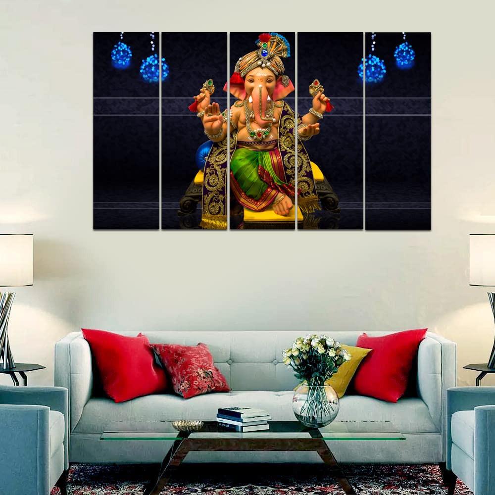Maxstone Ganpati Decorative Photo Frame Wall Painting for Living Room, Bedroom, Home, Office, Drawing Room, Hotels Decor Wooden