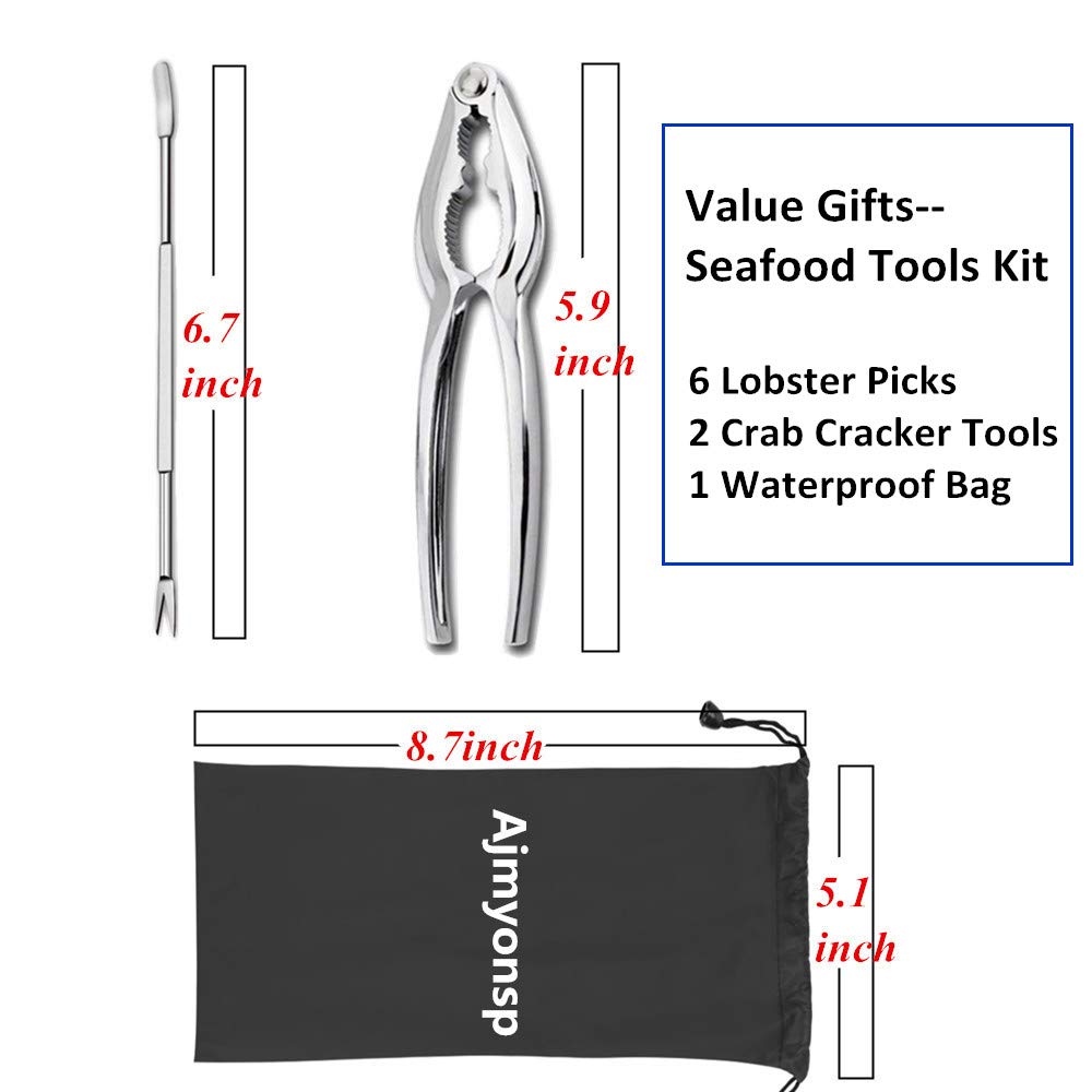 Lobster Crackers And Picks Set, 8Pcs Crab Leg Cracker Tools - Stainless Steel Seafood Crackers & Forks Nut Cracker Set & Storage