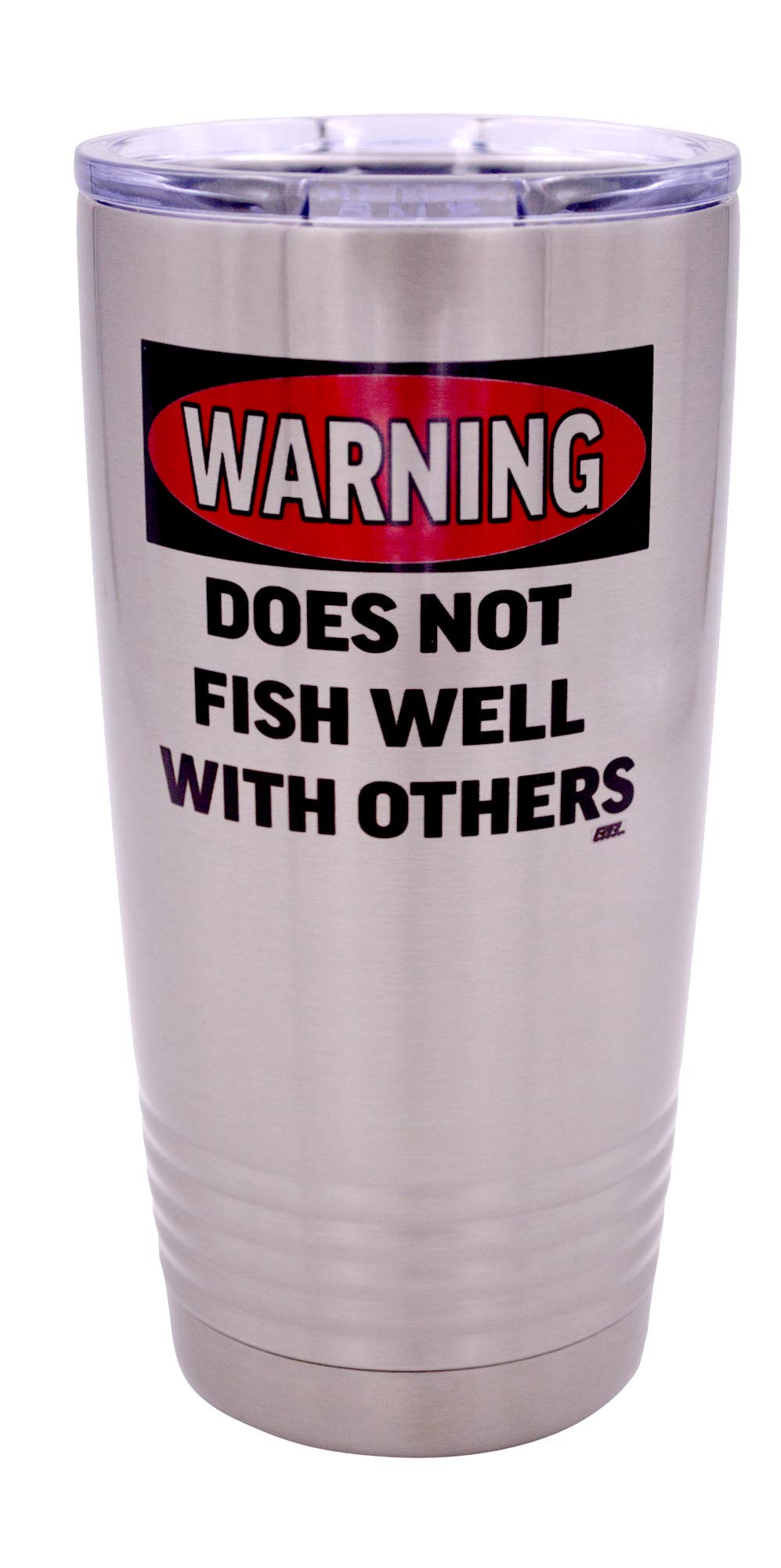 Rogue River Tactical Large Funny Fishing 20 Ounce Travel Tumbler Mug Cup W/Lid Warning Does Not Fish Well With Others Fishing Gi