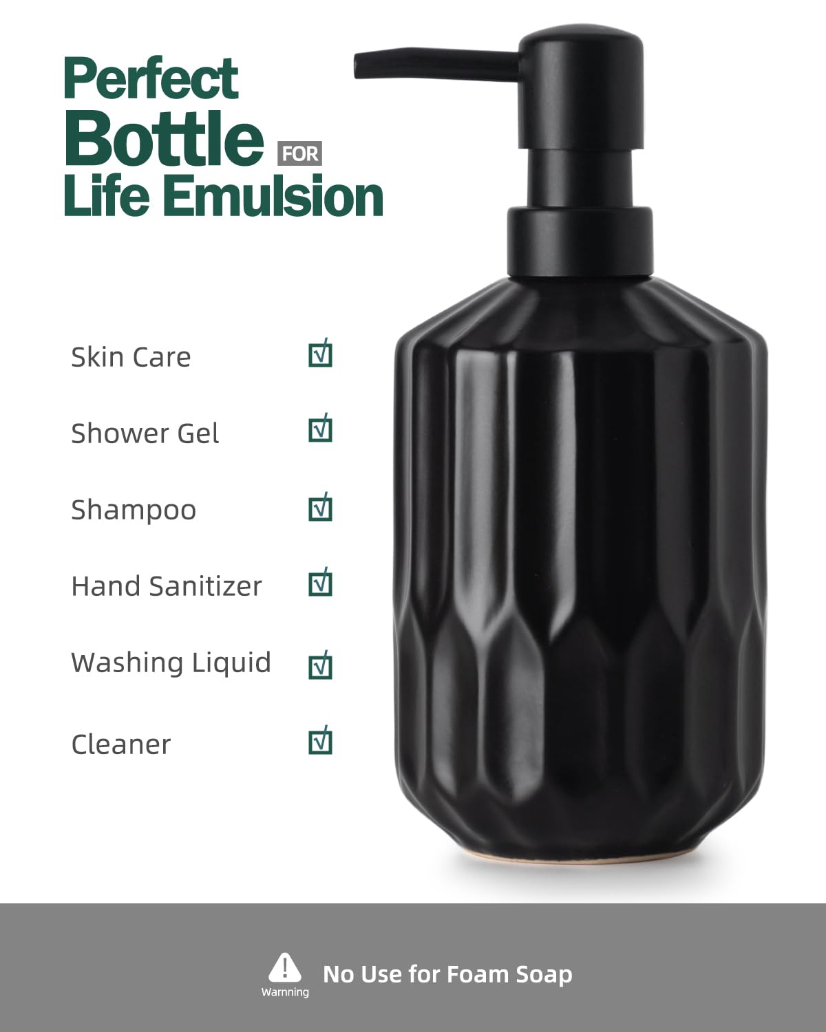 Fun Elements Bathroom Soap Dispenser Set, 16 Oz Ceramic Hand Soap Dispenser For Bathroom, Luxurious Hand And Dish Soap Dispenser