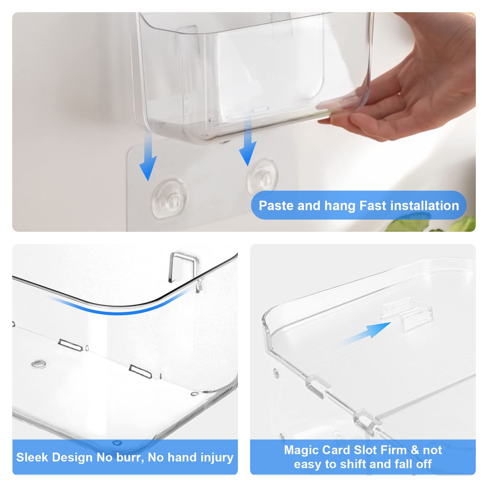 Diesisa Acrylic Wall Mount Organizer, Self Adhesive Organizer For Wall, Cabinet Door Organizer, With Self Adhesive Tape, For Bat