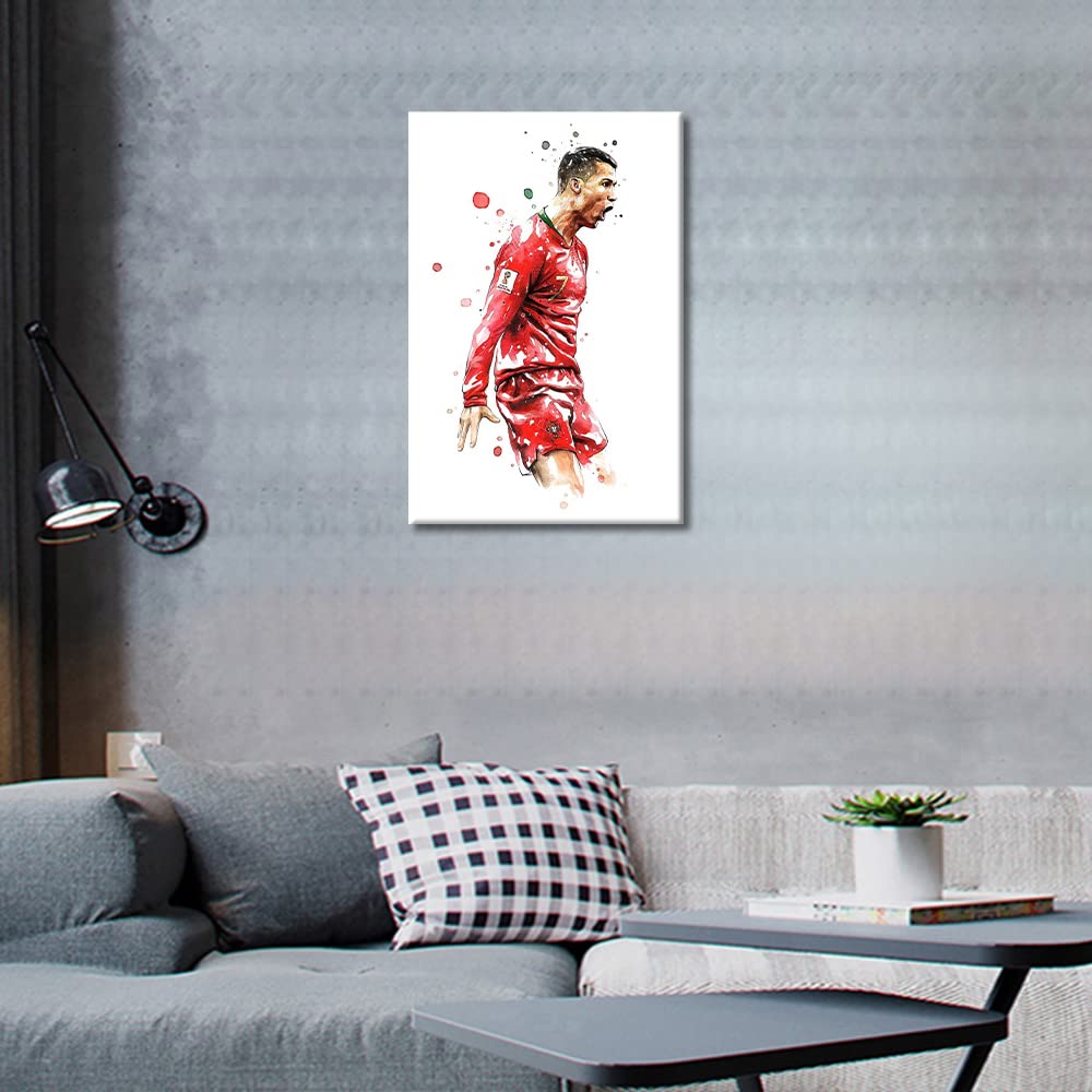 Tishiron Football Star Canvas Wall Art Cr7 Poster Painting Cristiano Ronaldo Back Competition Artwork Home Decor For Living Room