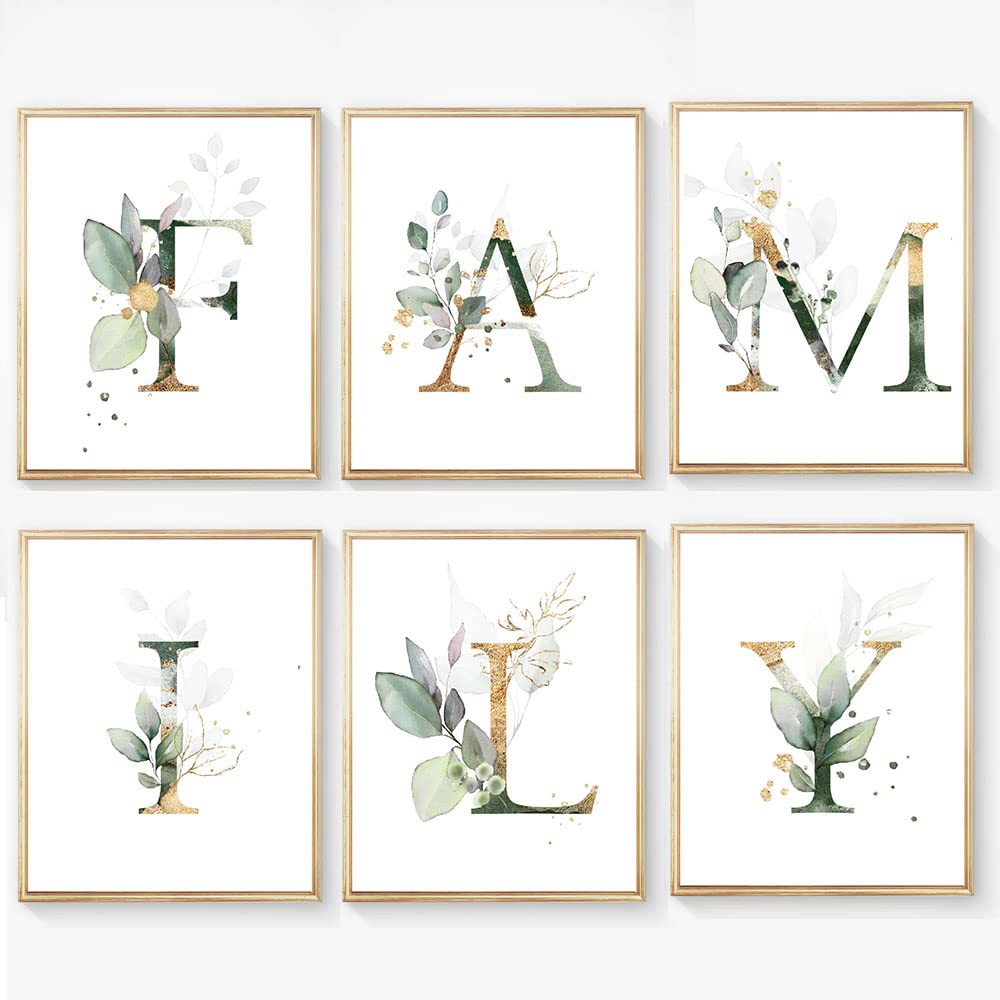 Family Theme Botanical Simple Life Green Leaf Painting Bathroom Wall Decor Art Print Set Of 6 (8   X10   ), Boho Leaf Eucalyptus