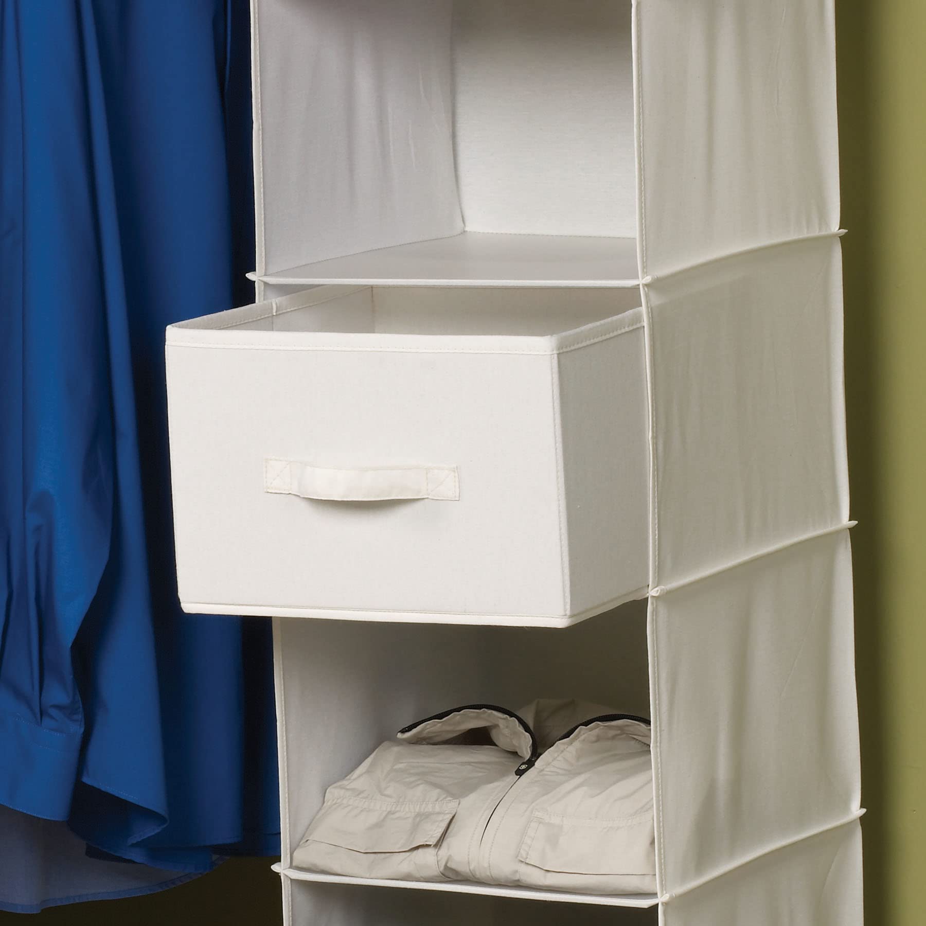 Household Essentials 311306 Set Of 2 Drawers For Hanging Shelf Closet Organizers | Natural Canvas Fabric Bin With Handle