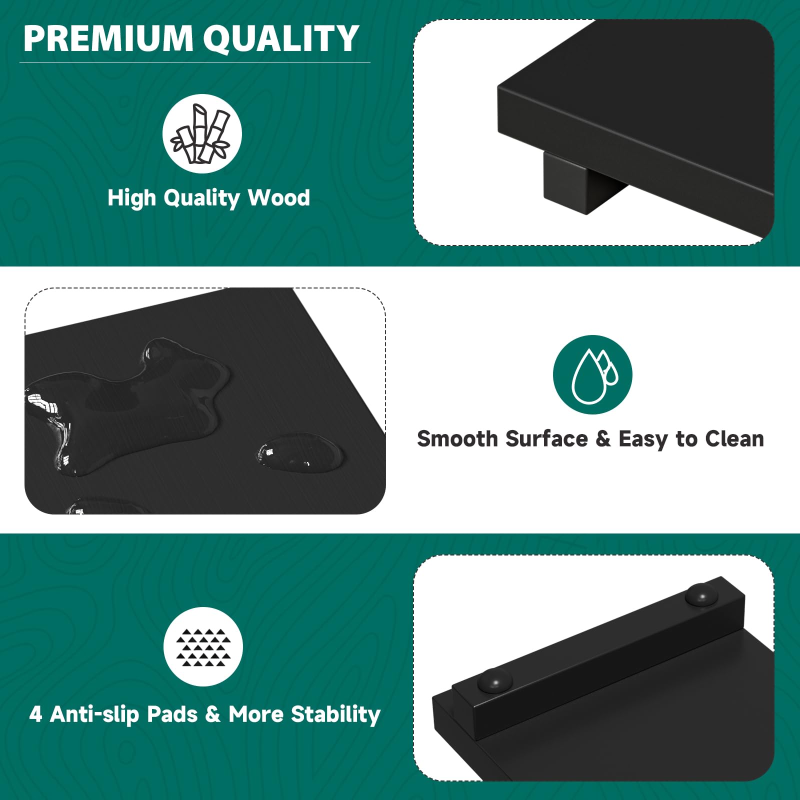 Greatseas Kitchen Soap Tray Decor, Bamboo Pedestal Stand Risers For Display, Black Sink Tray For Kitchen Decor And Accessories,