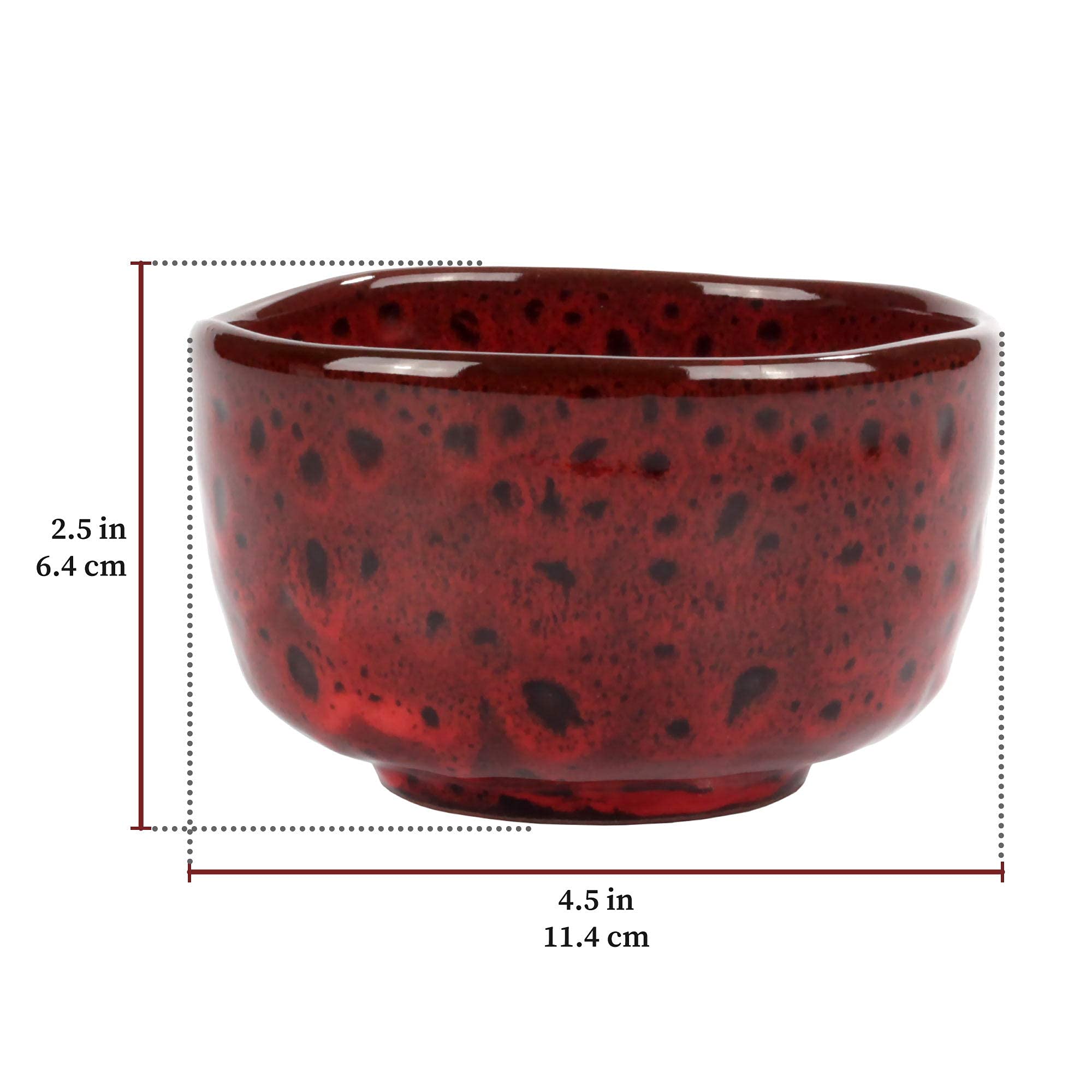 Bamboomn Matcha Traditional Tea Bowl, Deep Red With Black, 1 Piece