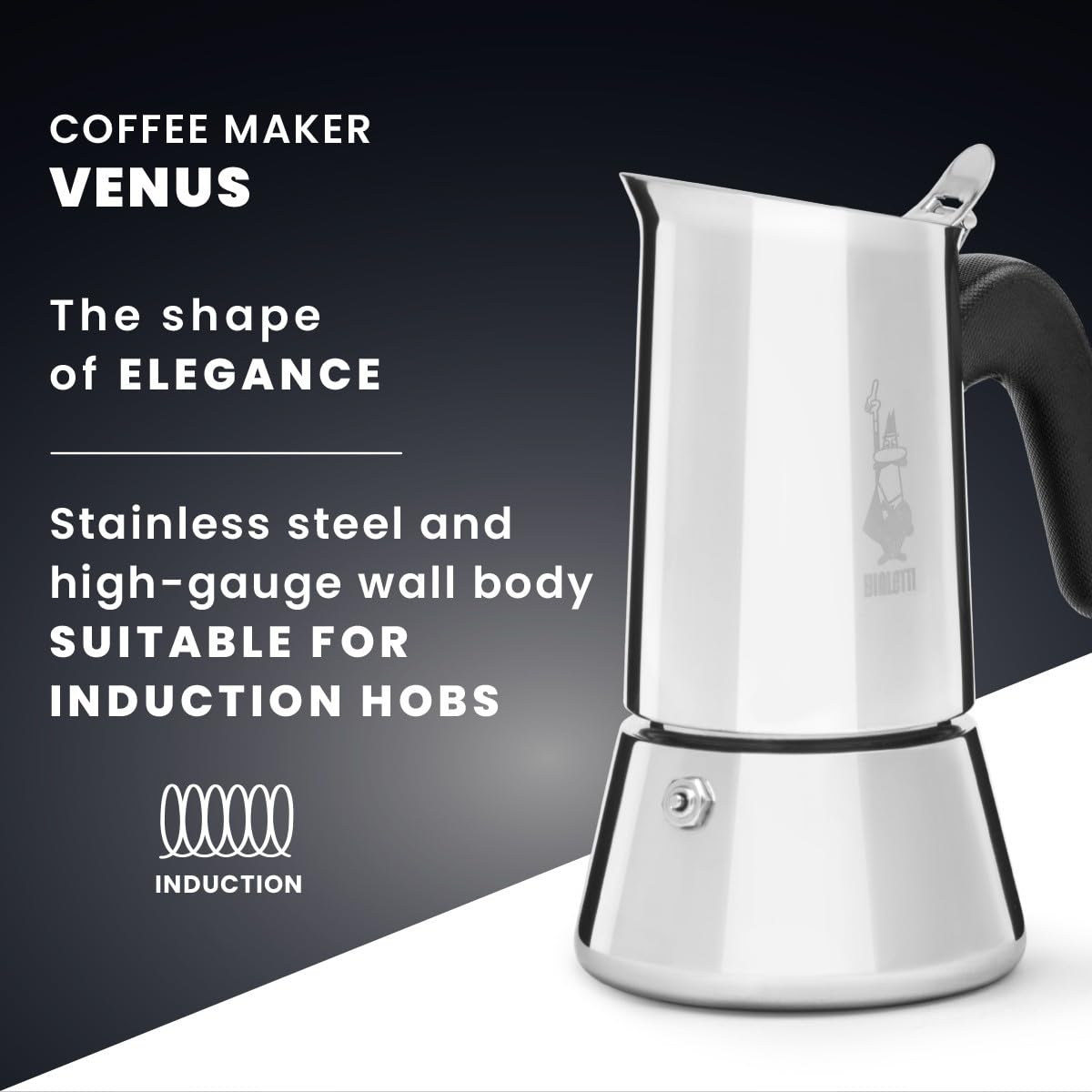 Bialetti New Venus caffettiera in Acciaio Inox  Non Adatta allInduzione  Argento  2 Tazze