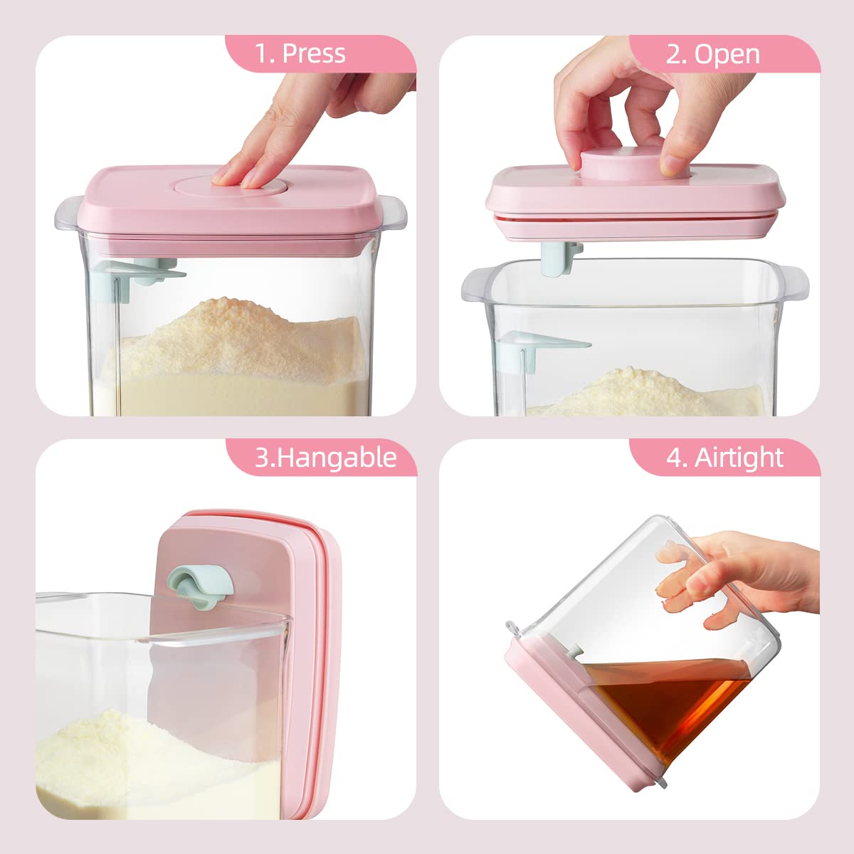 Ankou Formula Container - 1700Ml Airtight Formula Dispenser One Button Handy Milk Powder Container Bpa-Free Storage Containers W
