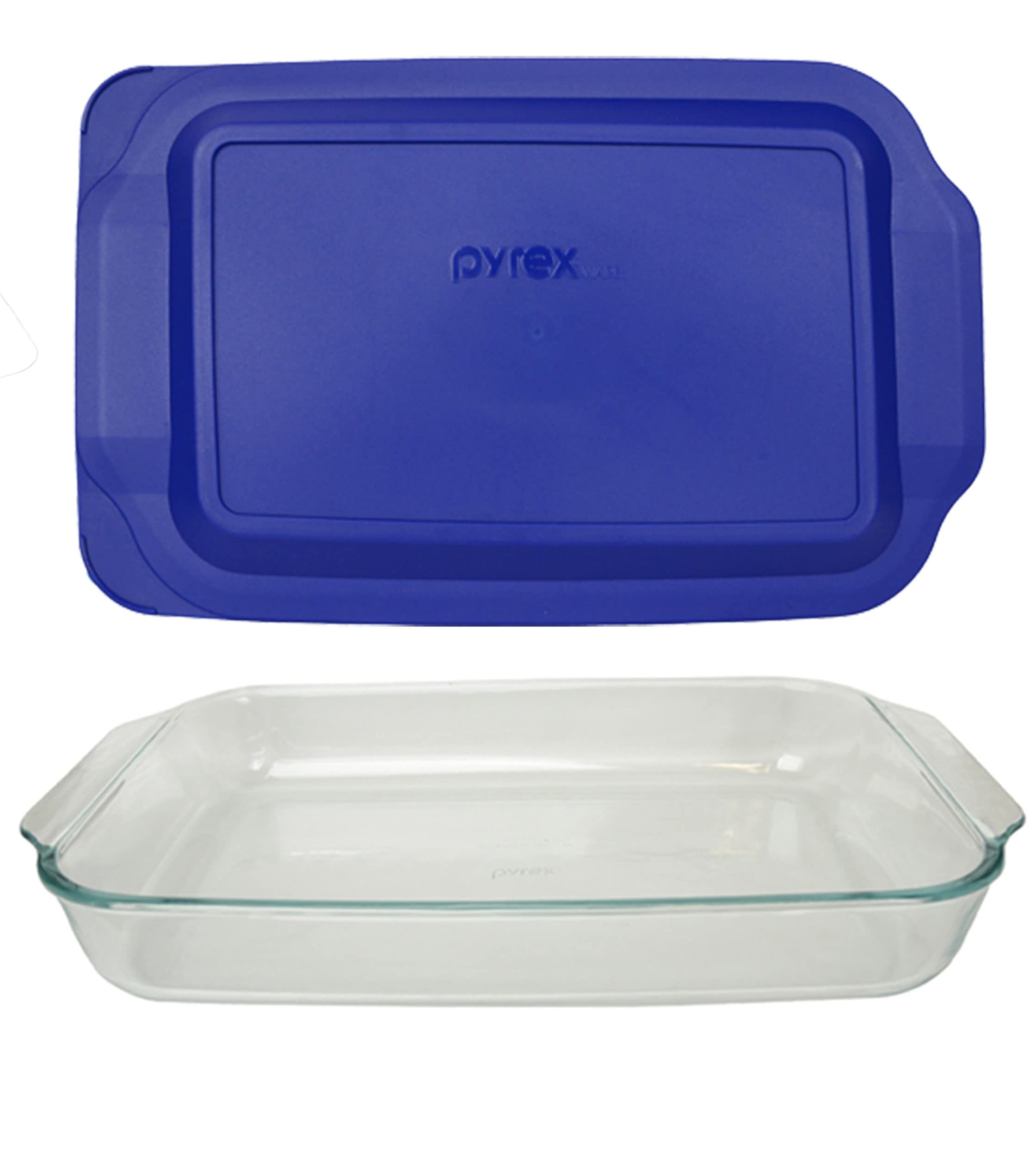 Pyrex 233 (3Qt) Glass Baking Dish with Blue Lagoon Lid  Made in USA
