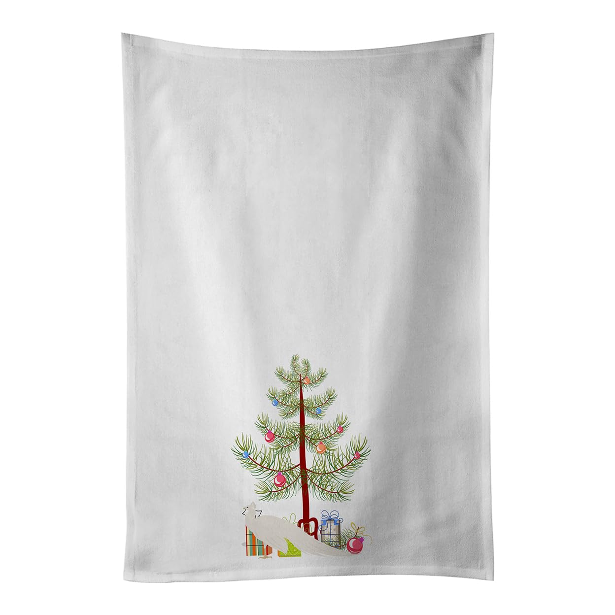 White Peacock Peafowl Christmas White Kitchen Towel Set of 2