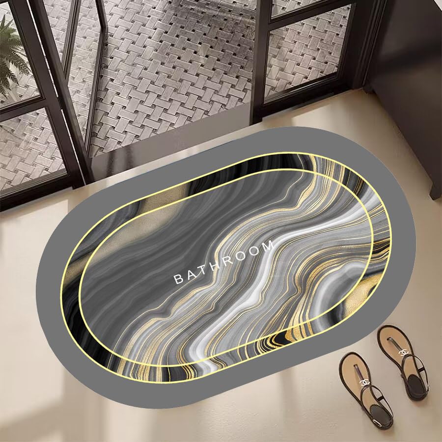 Yellow Weaves Microfiber Anti Slip Bath Mat, 40 X 60 Cm, Color: Beige & Grey
