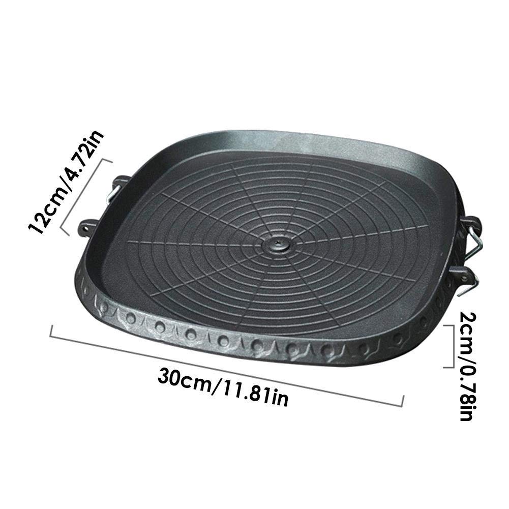Airoka Korean Bbq Non-Stick Square Grill Pan With Natural Material 6 Layer Coating Easy Grease Draining 11.8 Inch Gas Range Gril