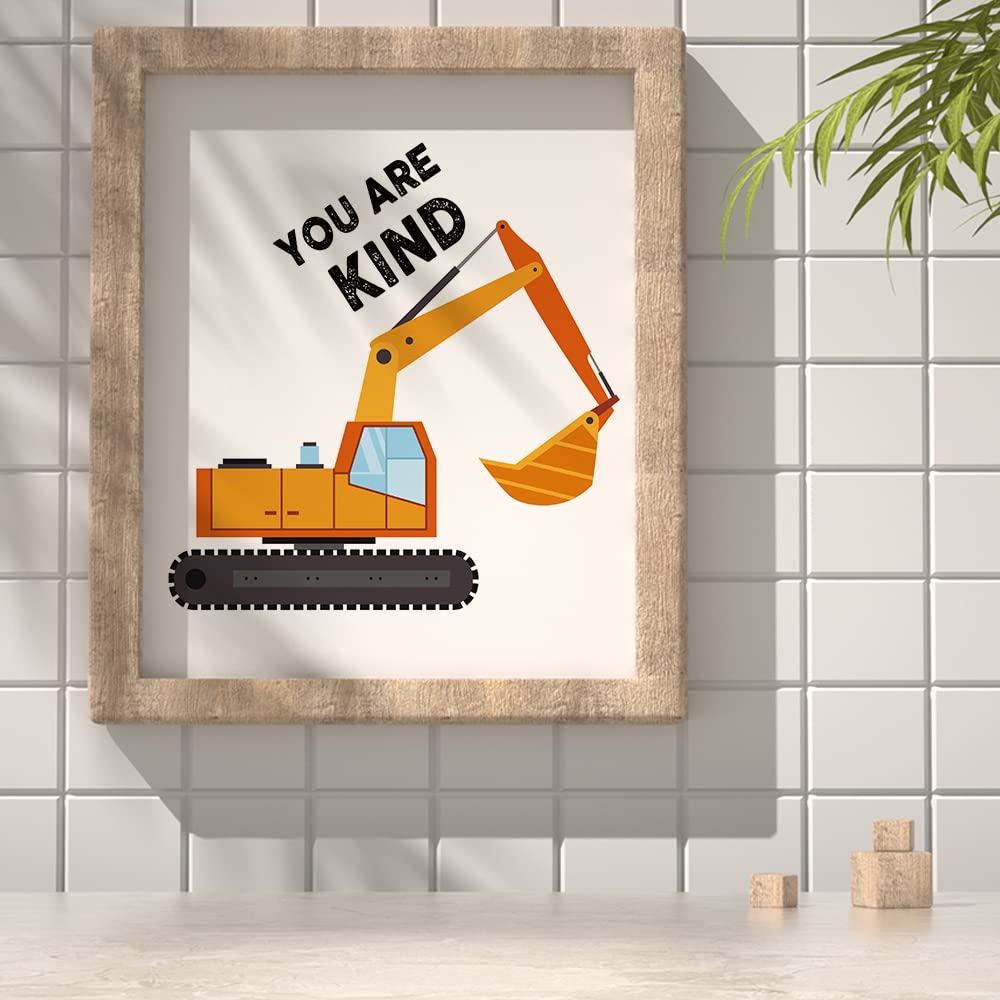 Iiiluyot 6 Pcs Inspirational Truck Poster For Boys Kids Room Decor(8''X10''), Construction Truck Picture Cartoon Construction Tr