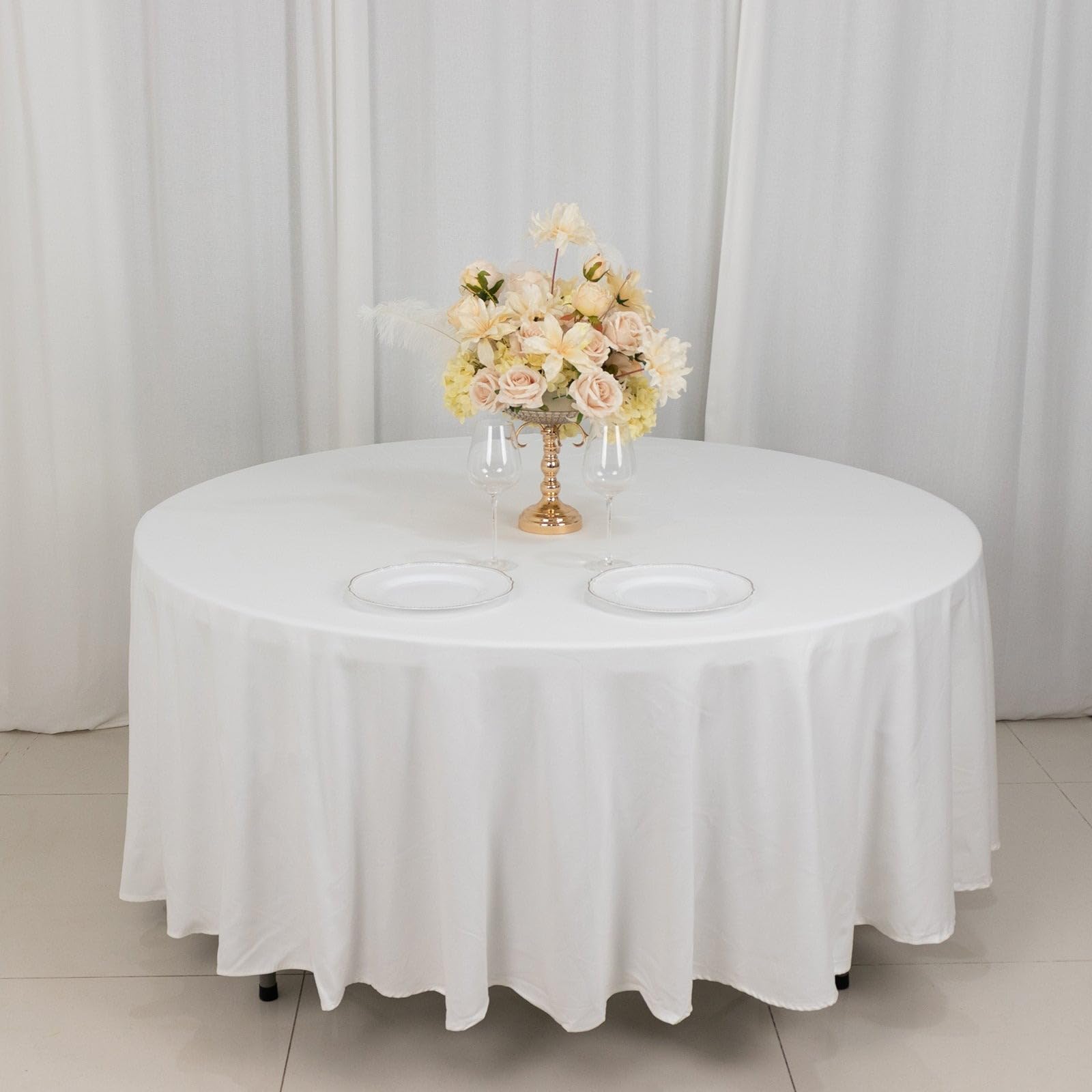 Balsacircle 108-Inch White Premium Round Cotton Tablecloth Table Linens Wedding Party Events Decorations Kitchen Dining