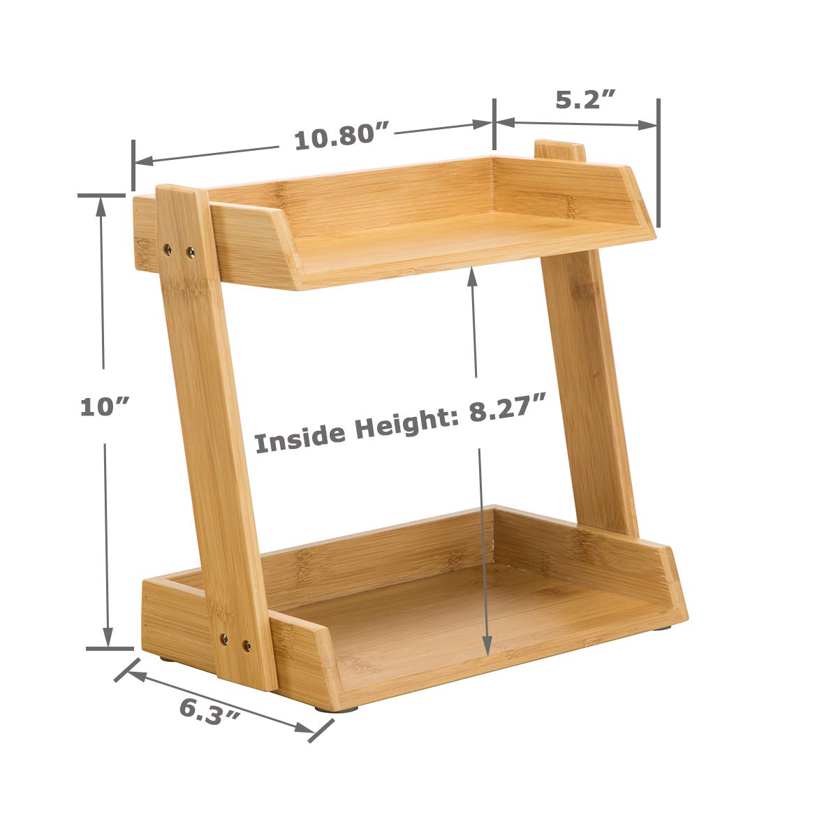 GOBAM Spice Rack Organizer 2-Tier Kitchen Countertop Cabinet Storage Shelf, Assemble Quickly, Bamboo