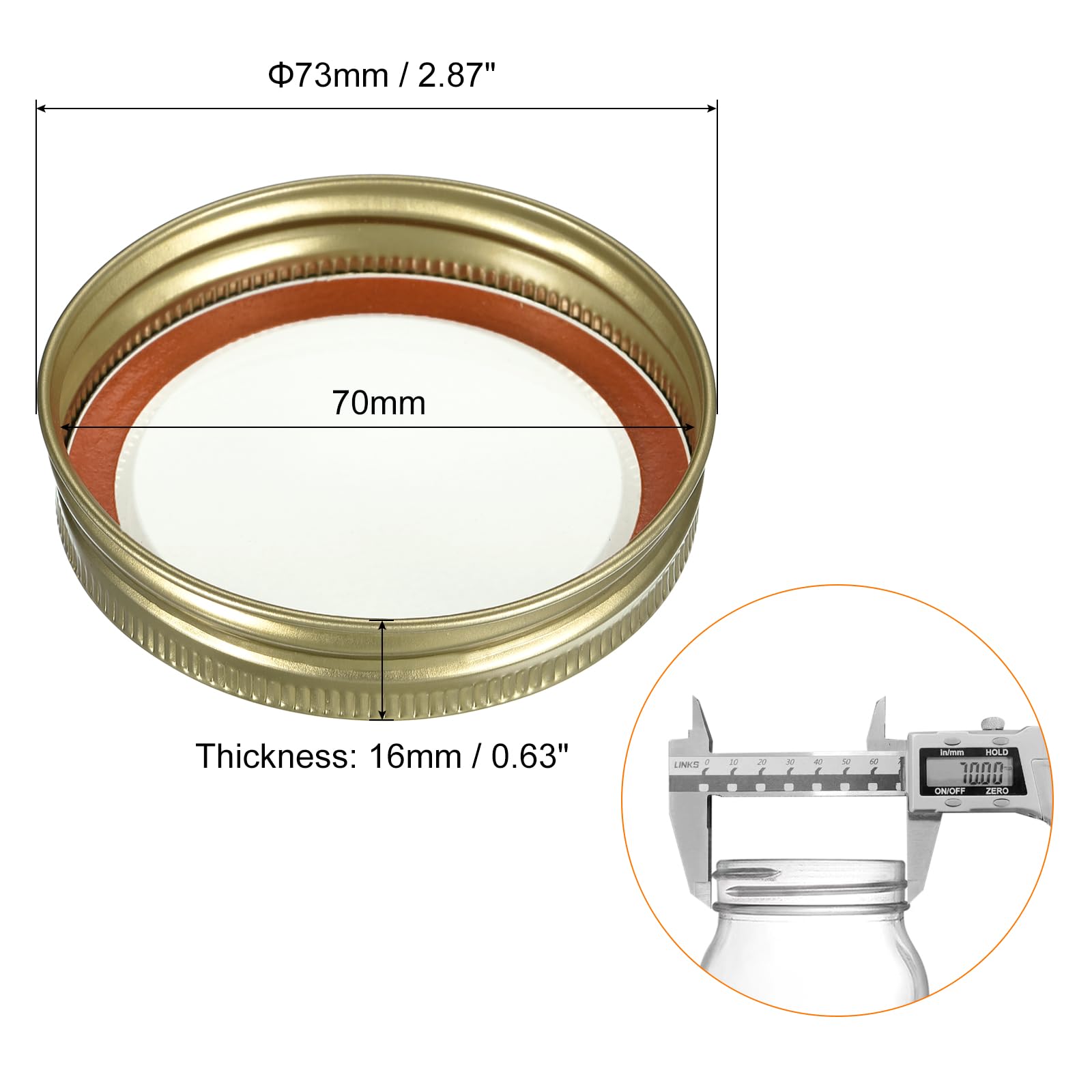 Uxcell Canning Lids, 20 Sets - Tinplate Split-Type Mason Jar Lids And Bands Regular Mouth Leak Proof Fits Storage Cover (Gold)