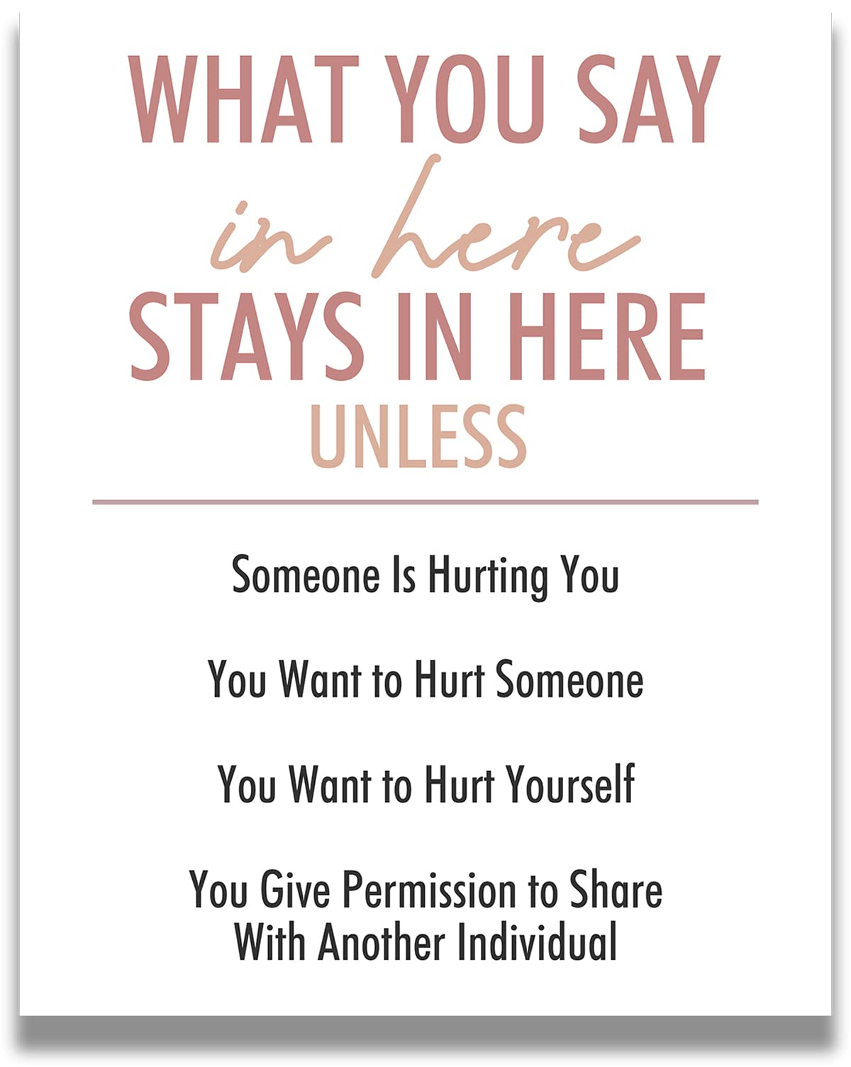 Govivo What You Say In Here Stays In Here - Wall Decor For Therapy Office - Mindfulness Wall Decor - Counseling Office - Mental