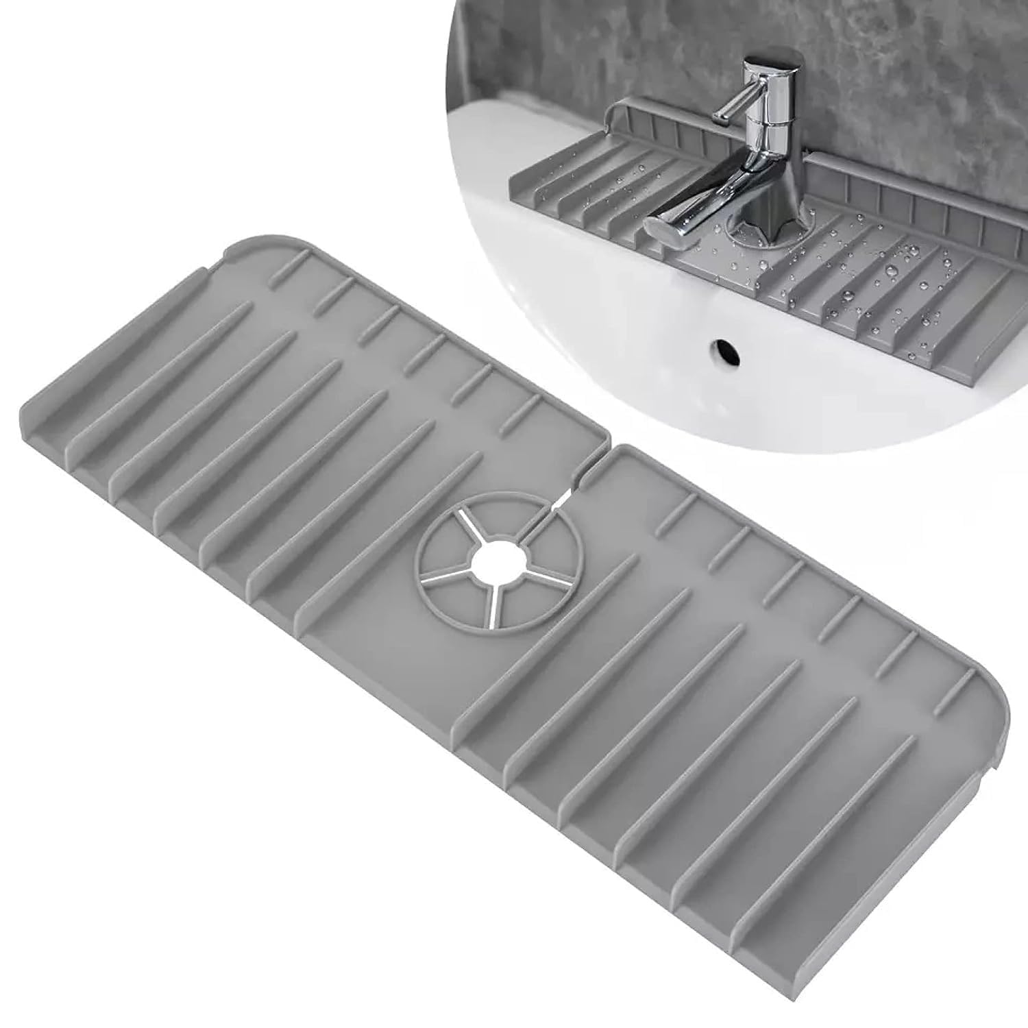 Xewoi Kitchen Sink Splash Guard, Silicone Water Catcher Mat, Draining Pad Behind Faucet, Rubber Drying Mat For Kitchen & Bathroo