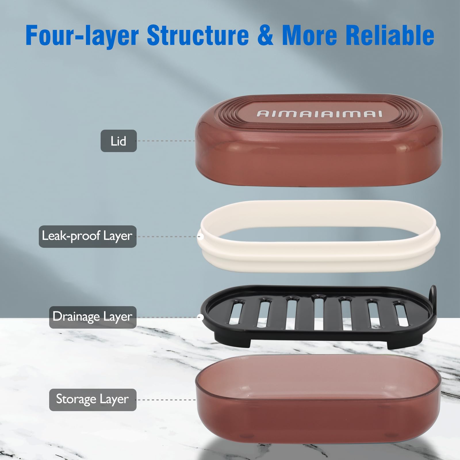 Aimaiaimai Travel Soap Container, Translucent Visible Soap Box, Travel Soap Holder With Removable Draining Layer, Portable Soap