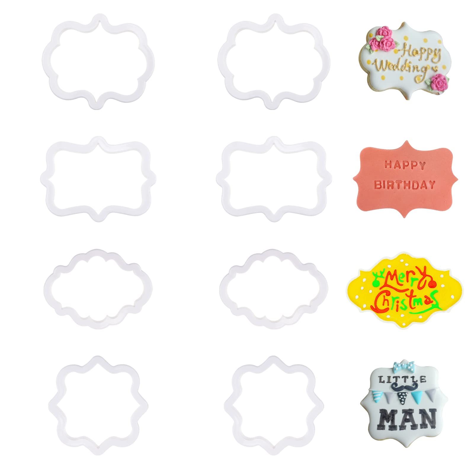 8 Pack Plastic Cake Fondant Cutter Biscuit Cutters For Wedding Birthday Baking Cookie Pastry Molds