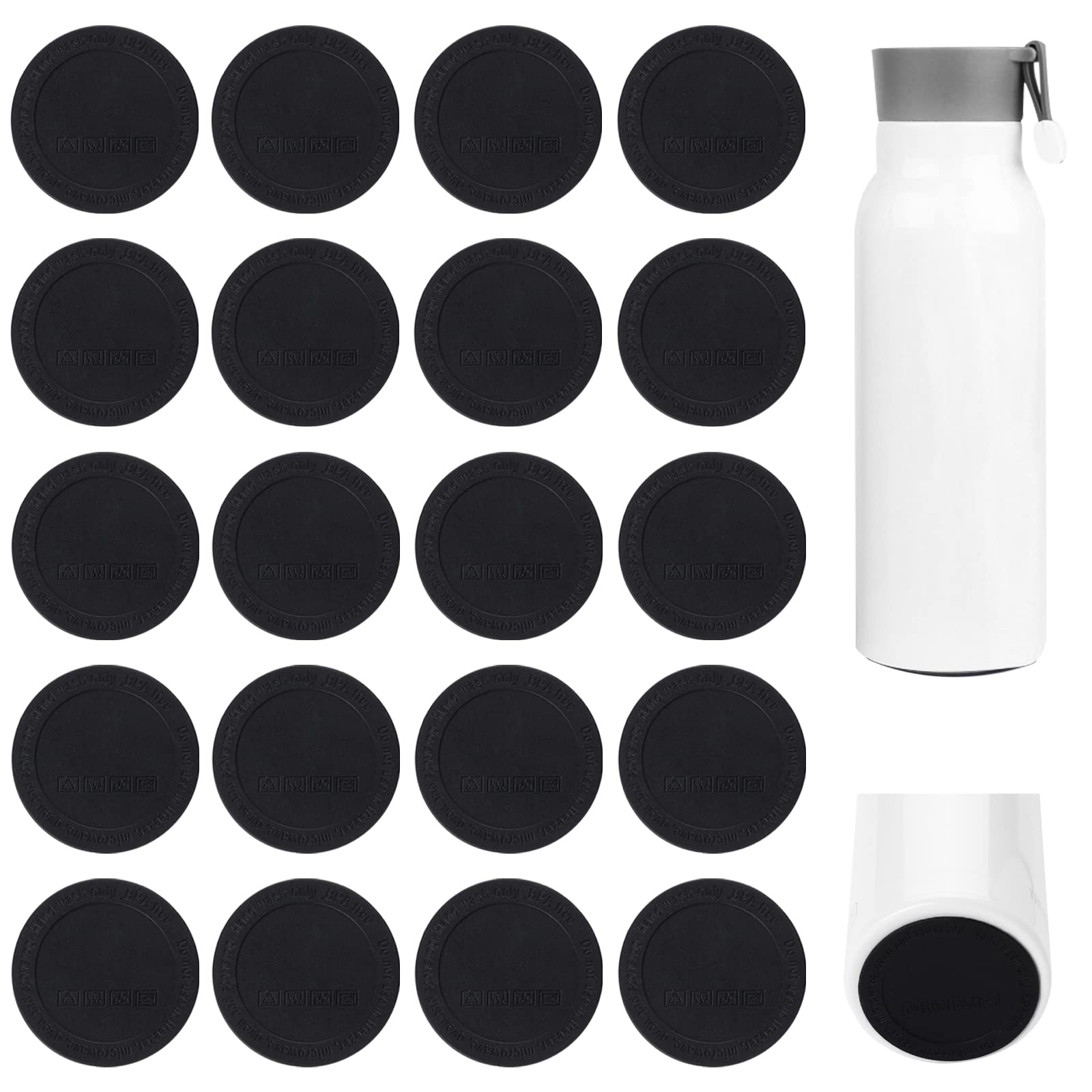 20 Pack Rubber Bottoms For Sublimation Tumblers, Protective Non Slip Silicone Bottoms Tumbler Bumpers, Silicone Coasters Tumbler