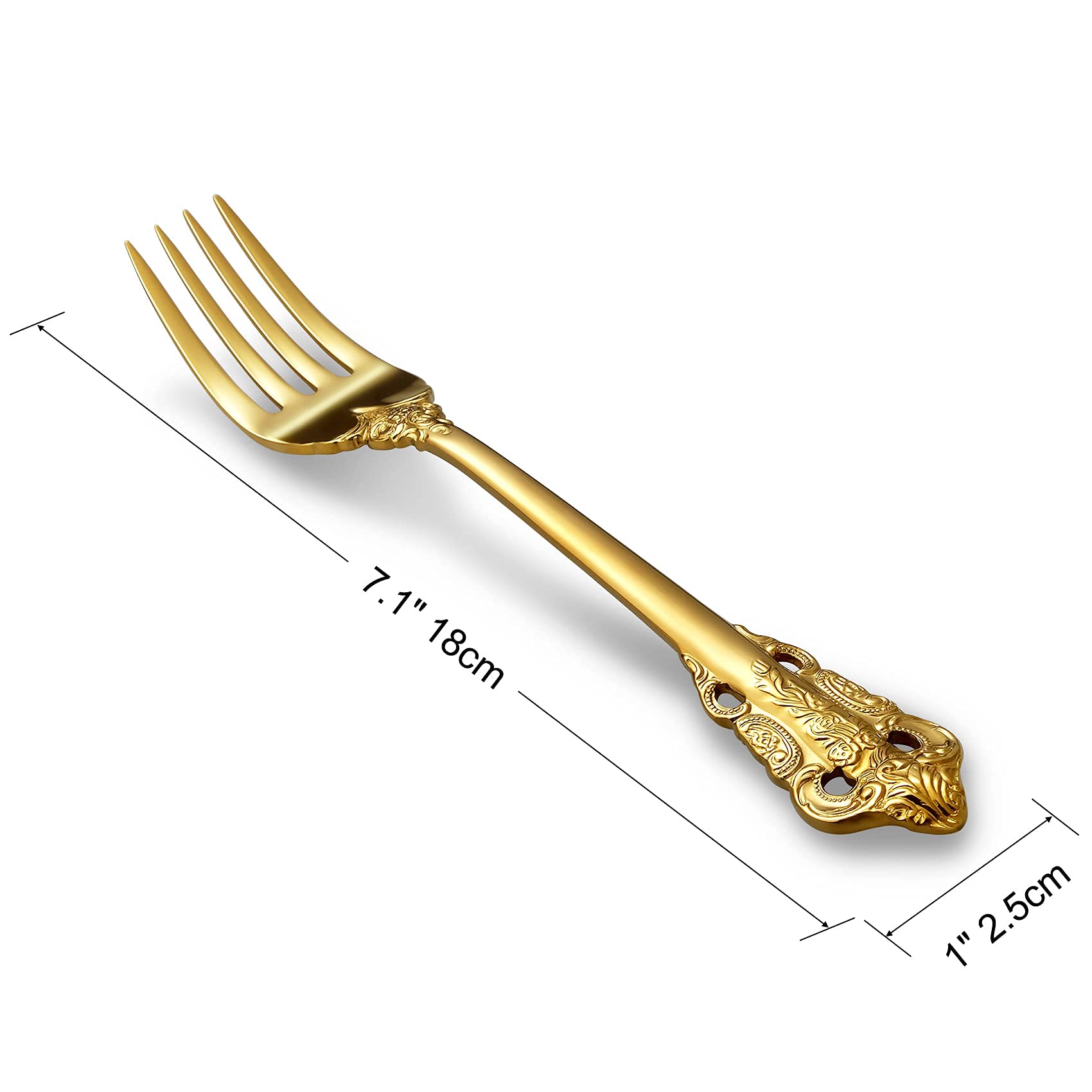 KEAWELL Gorgeous Salad Forks Dessert Forks Set  Set of 4  18/10 Stainless Steel  7 Inches  Dishwasher Safe  Mirror Polished  Silverware Fork Set  Gold Color