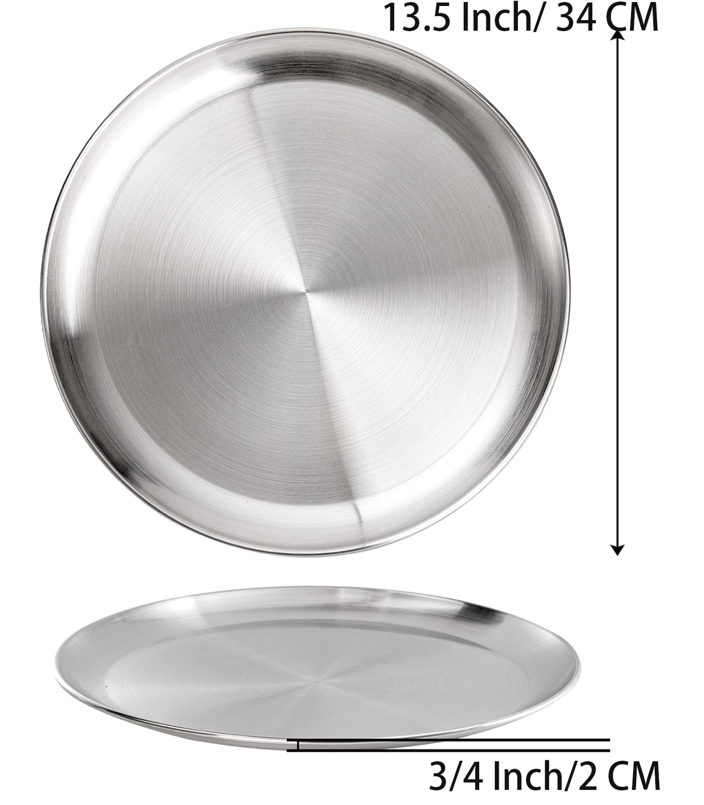 Topzea 4 Pack Stainless Steel Pizza Pan, 13-1/2 Inch Pizza Tray Oven Pizza Crisper Pan, Round Pizza Sheet Baking Pan Food Servin