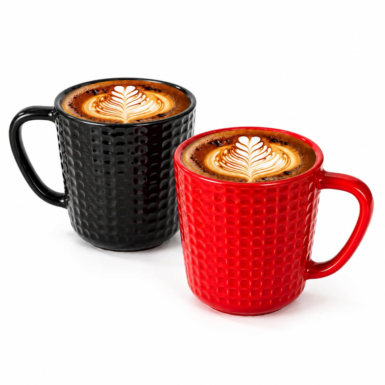 Large Coffee Mugs, 20 oz Ceramic Coffee Cup Mug Set, Black Mug & Red Mug