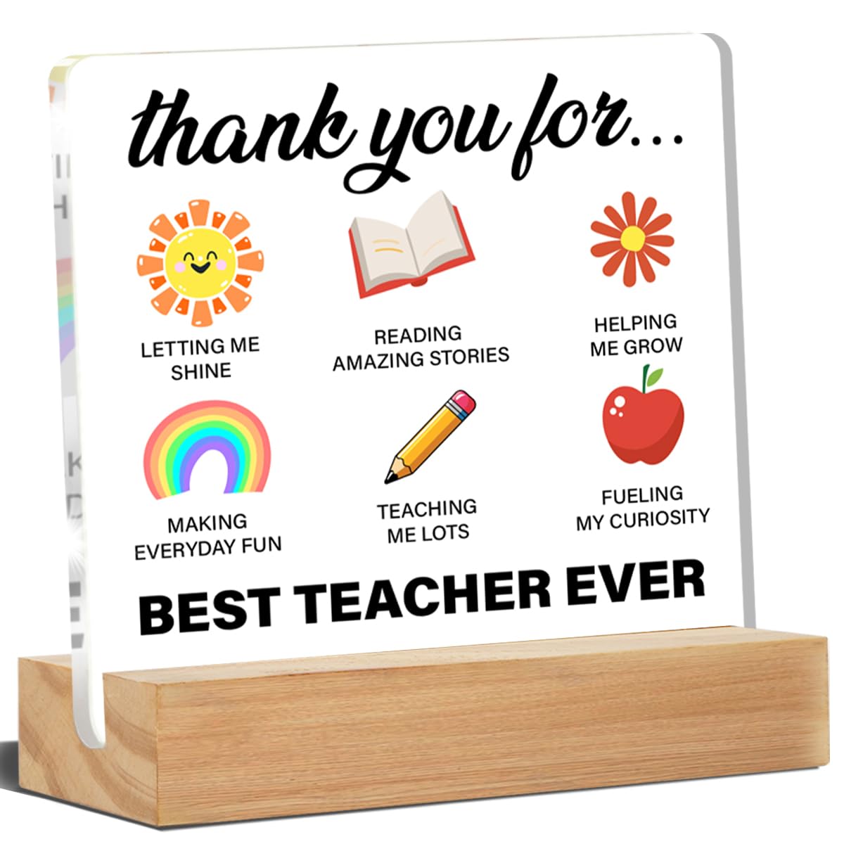 Teacher Appreciation Gifts Thank You Teacher Gifts Best Teacher Ever Gifts Acrylic Desk Plaque Sign