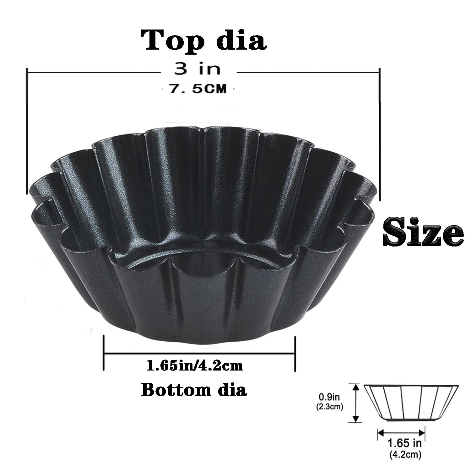 Xstronq Egg Tart Molds 12PCS Tart Pan  Mini Carbon Steel Non Stick Tart Pans  Tart Molds For Baking (3 inch)