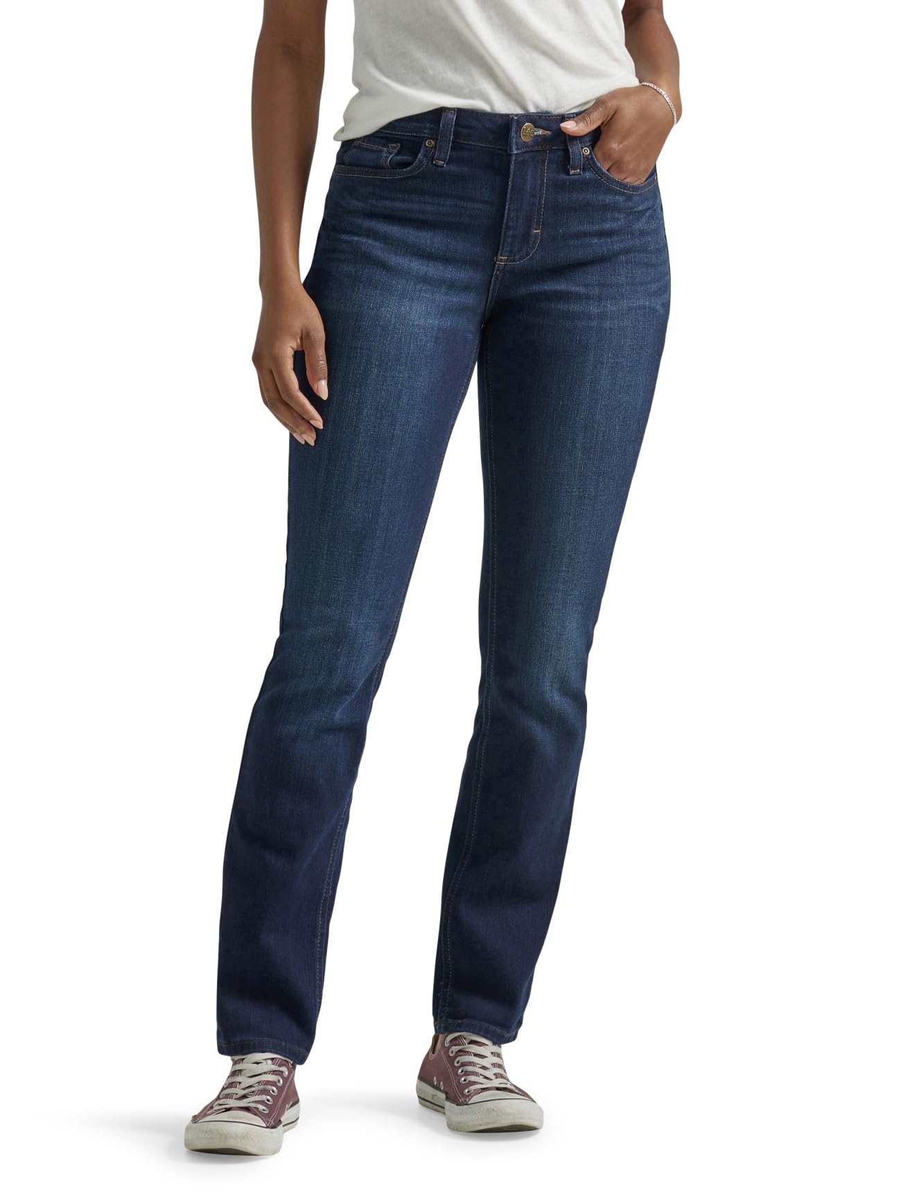 Lee Womens Regular Fit Straight Leg Jean, Nightshade, 4 Long