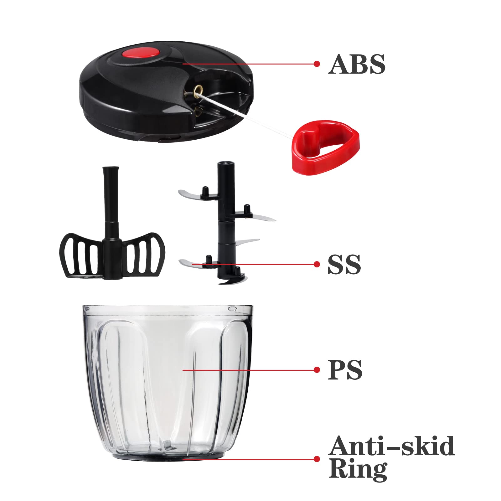 Manual Food Chopper Vegetable Cutter, Chopper Hand String Vegetable Chopper Onions Cutter For Vegetable Fruits Nuts Bpa Free Foo