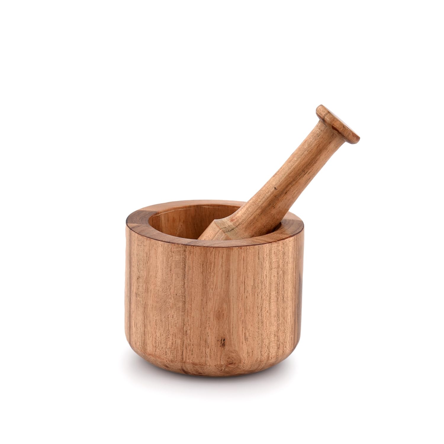 Samhita Acacia Wood Mortar and Pestle for Garlic Pepper Herb Crusher Kitchen Utensils Birthday Housewarming Gift. Mortar- 4 x 3 