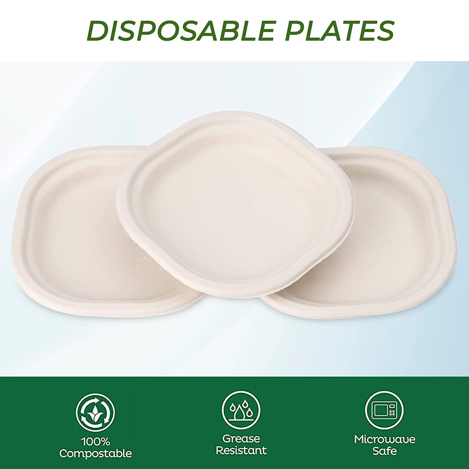 Sanwalsa Disposable Square Bagasse Paper Plates, 6 Inches Diameter, Set Of 25 Pcs - Beige