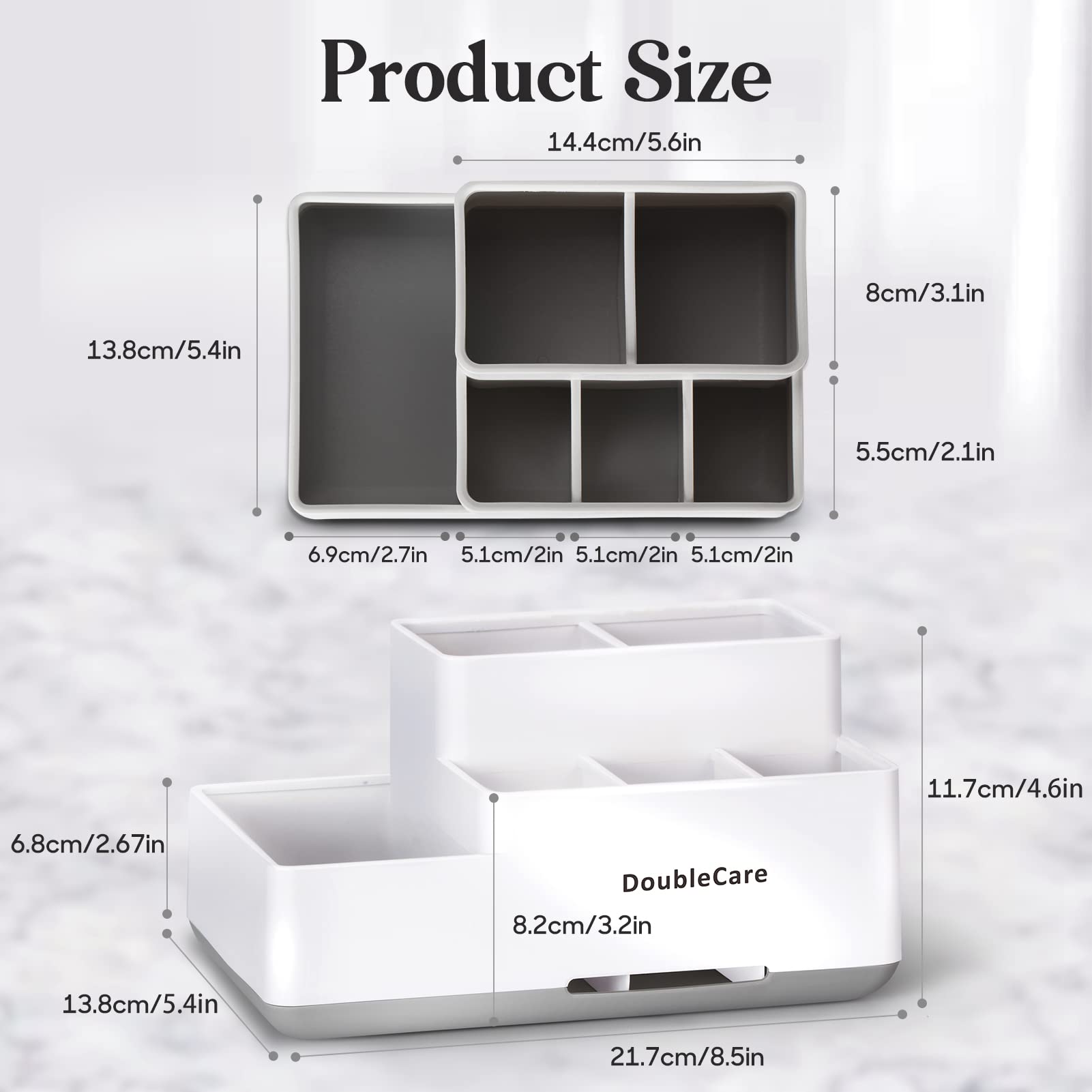 Toothbrush Holder with Anti-Slip Bathroom Organizer Countertop Detachable for Easy Cleaning  Multifunctional Storage Bathroom Caddy for Toothpaste Shaver Great for Home  Vanity Organizer  Office