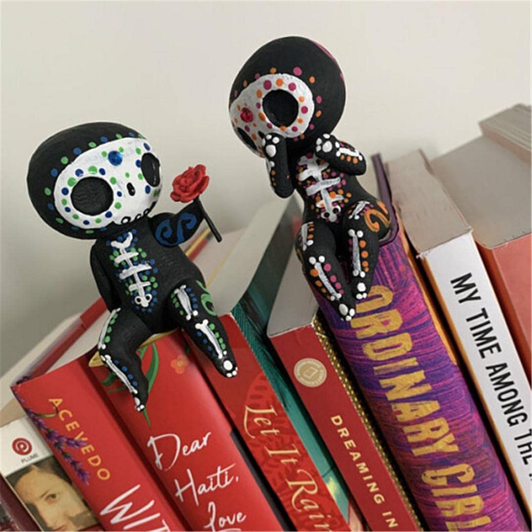 MBVBN Sugar Skull Couple Statue, Sugar Skull Decor, Day of The Dead Decorations,Resin Skulls Sculptures Home Decor,Dia De Los Mu