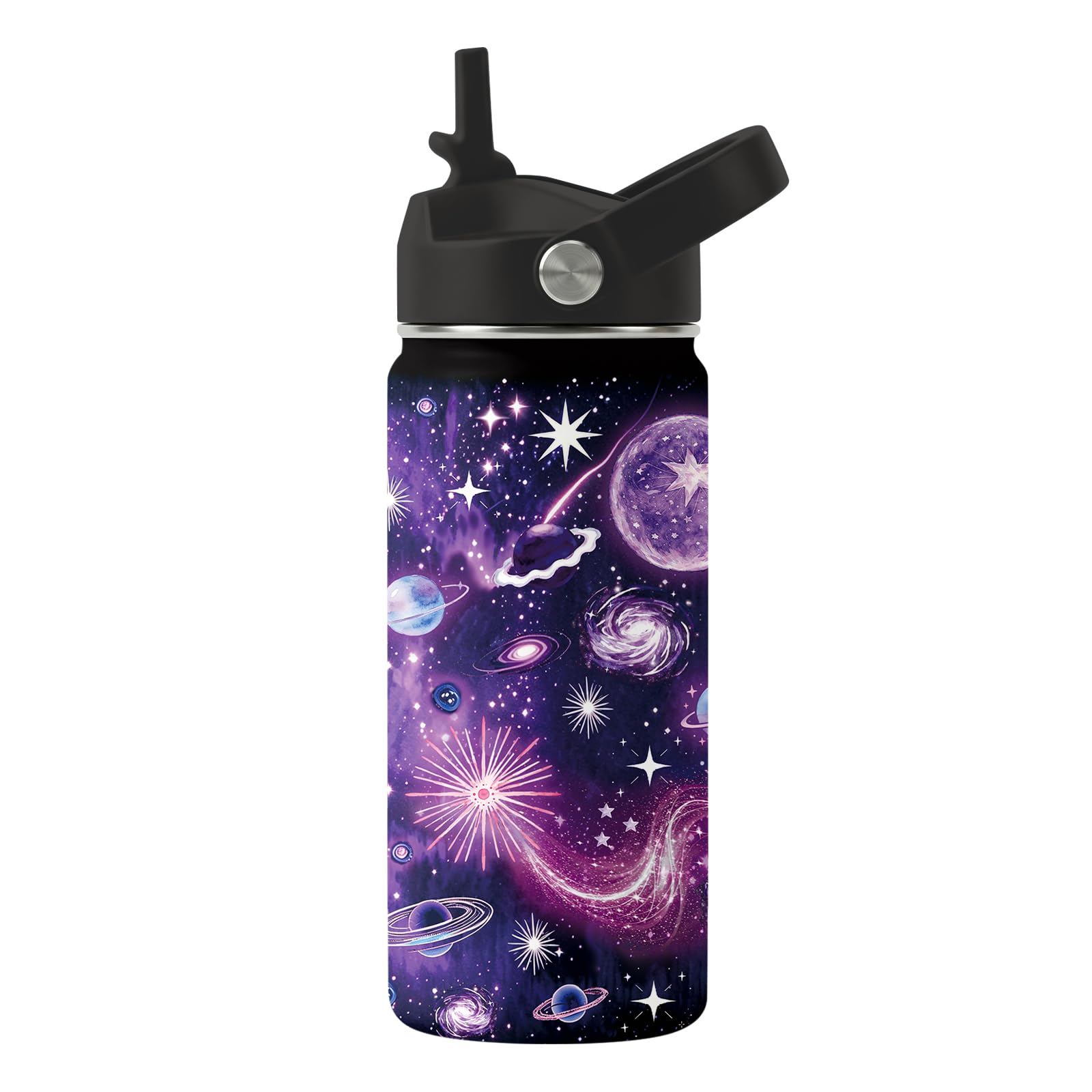 Sky 16oz Water Bottle for Son Daughter, Stars Insulated Stainless Steel Tumbler with Straw Lid and Handle for Women, Christmas B