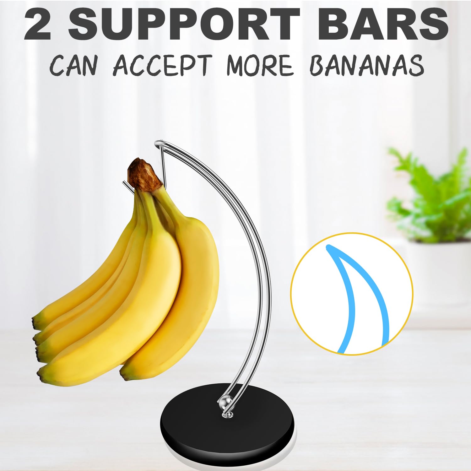 Signice Banana Holder Stand - Newest Patented Modern Banana Tree Hanger with Wood Base Stainless Steel Banana Rack for Home Kitc