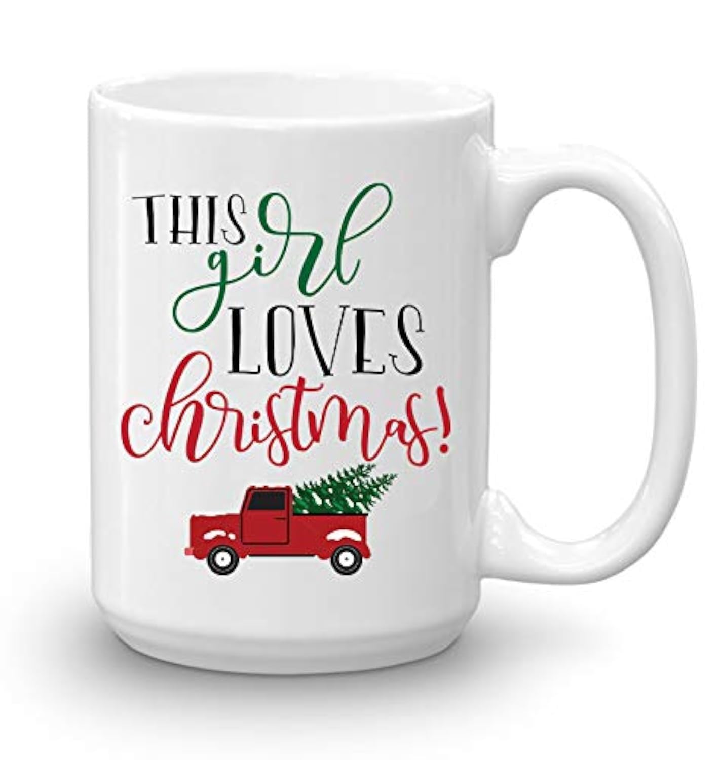 BLUE RIBBON This Girl Loves Christmas Holiday Coffee Mug, 15 oz