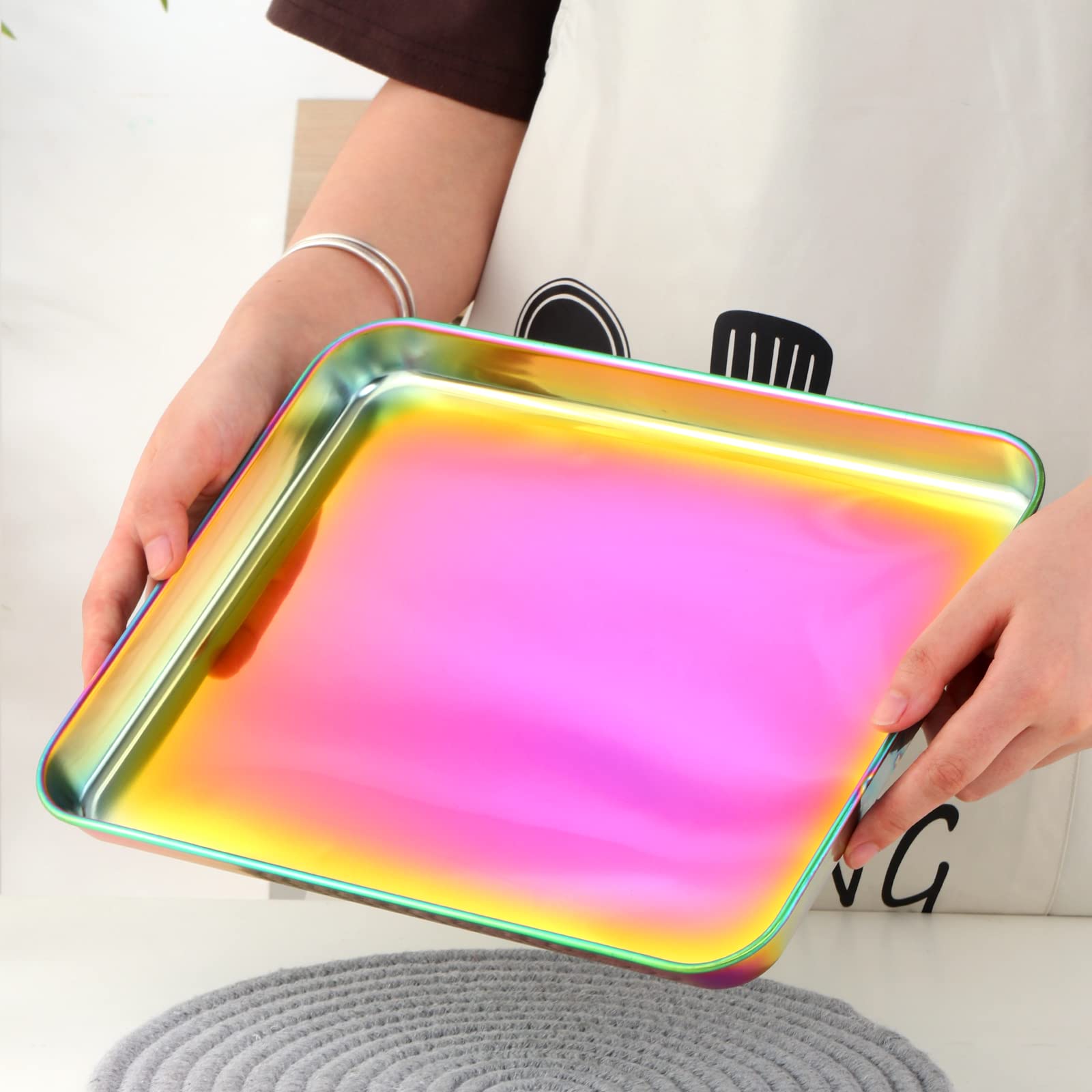 Meisha Baking Tray, Stainless Steel Baking Cookie Sheet, Rimmed Pan Baking, Non Toxic & Healthy, Mirror Finish & Rust Free, Easy