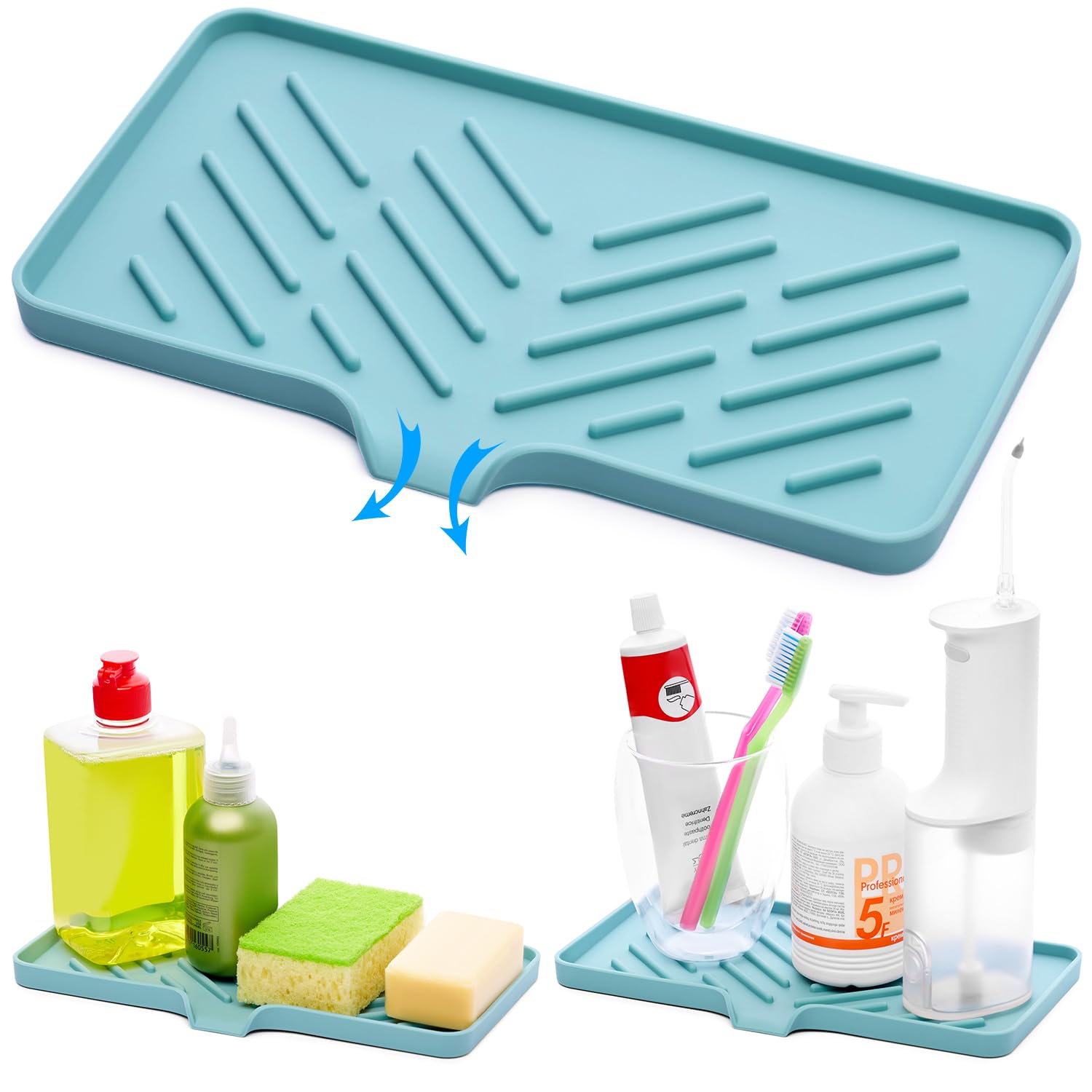 Ag Company 1 Pc Light Green Silicone Sink Tray For Dish Sponge Holder | Silicone Sponge Holder For Kitchen Sink | Soap Tray For