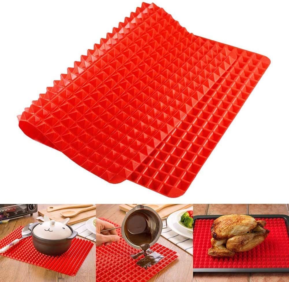 Top Pyramid Pan | 16 X 11 Inches Large Red Pyramid / Raised Cone Shaped Healthy Silicone Mat For Cooking, Baking And Roasting |