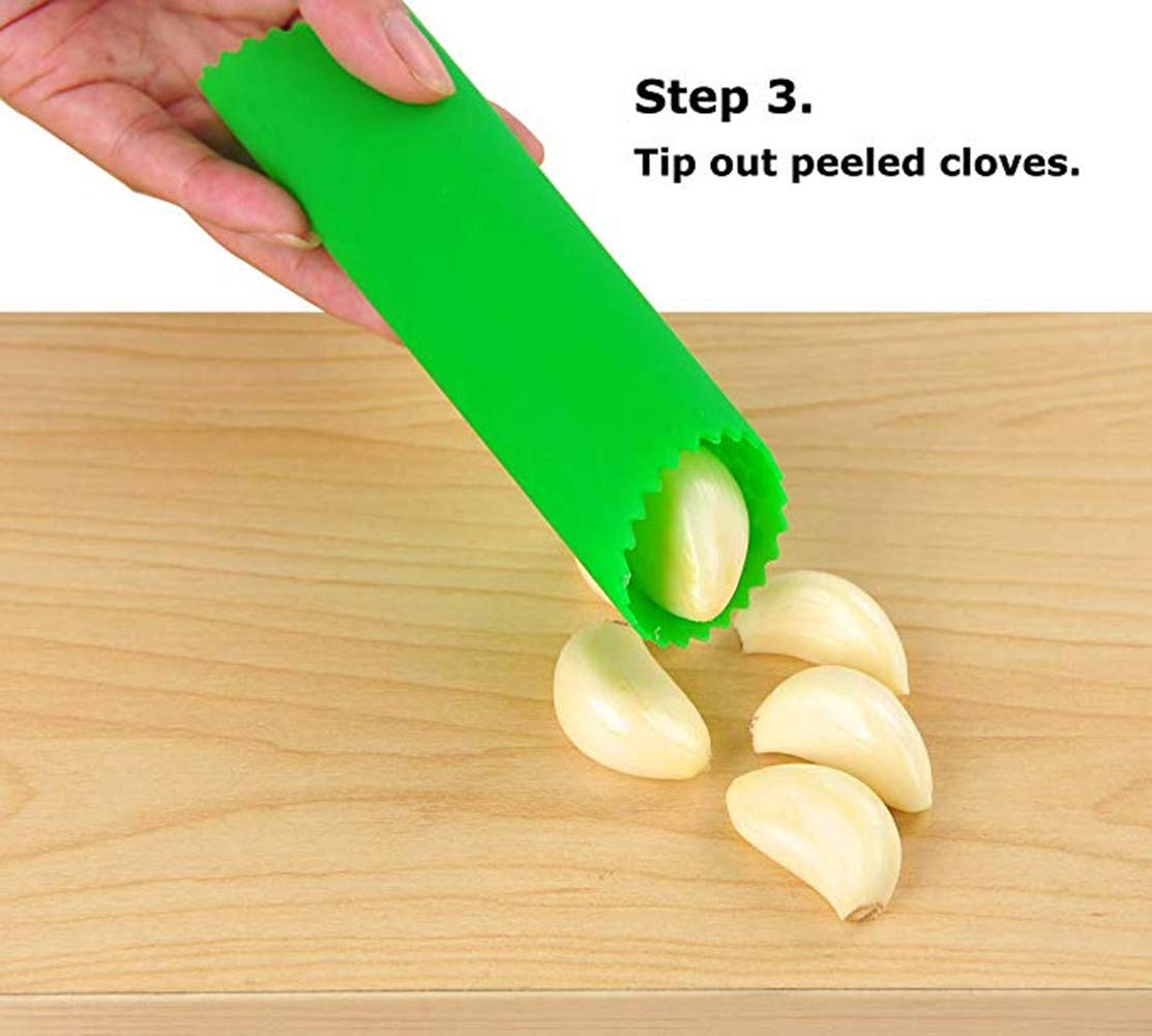 Sinnsally Garlic Peeler Skin Remover Roller Keeper,Easy Quick To Peeled Garlic Cloves With Silicone Tube Roller Garlic Peeling K